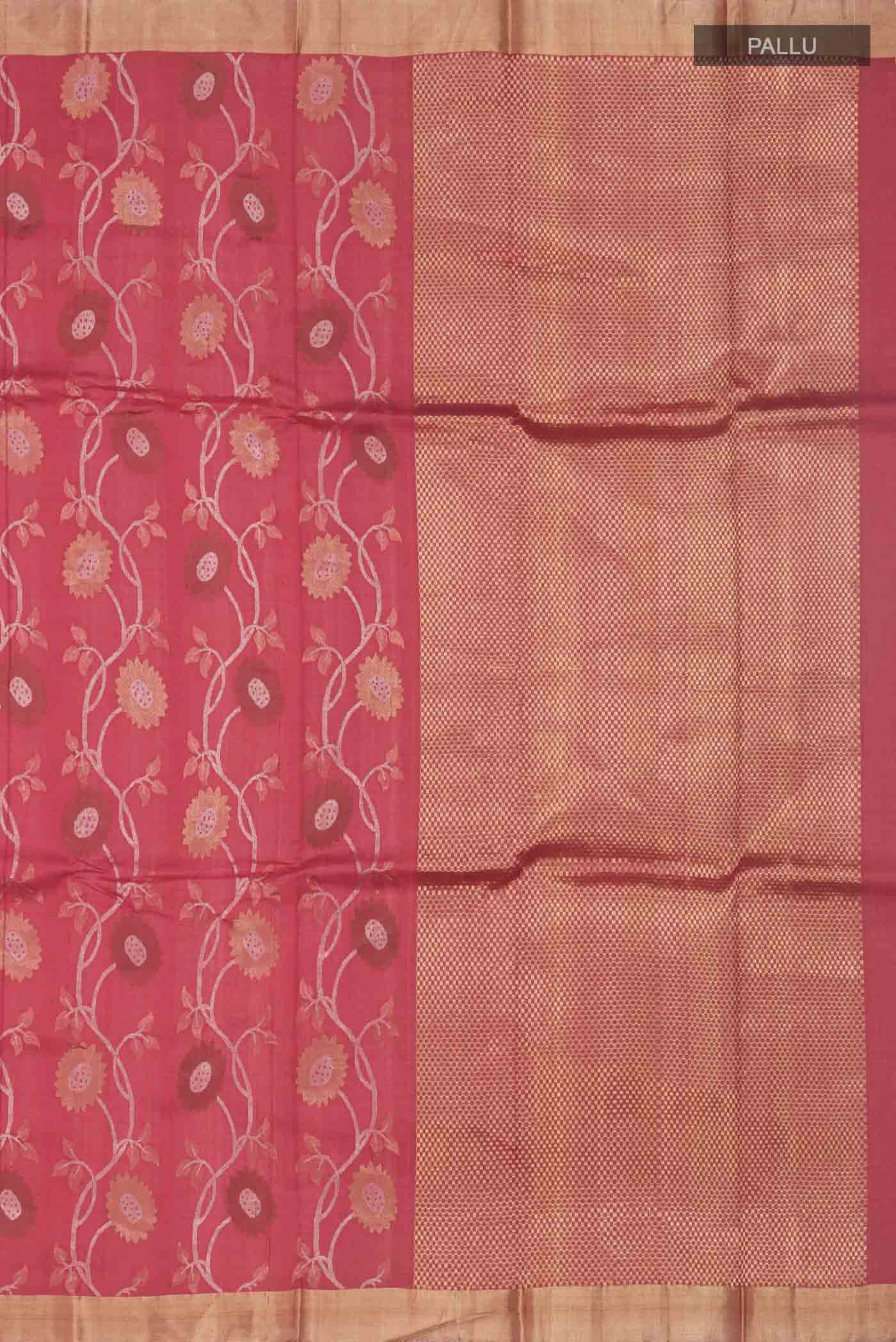 Imperial Red Tussar Silk Saree - Image 7