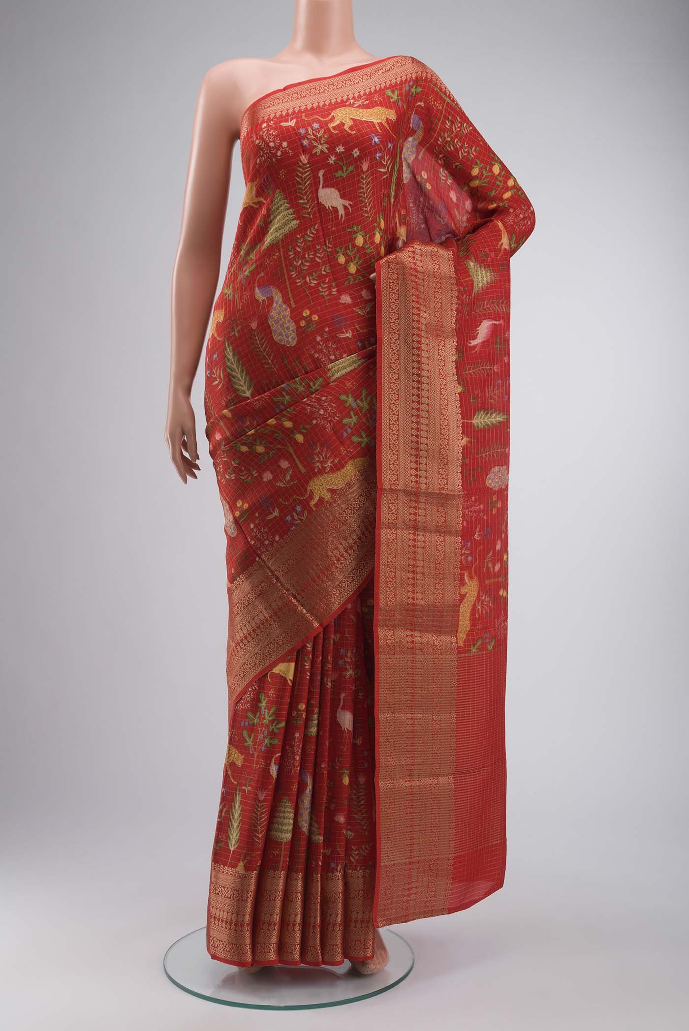 Orange Tussar Silk Saree