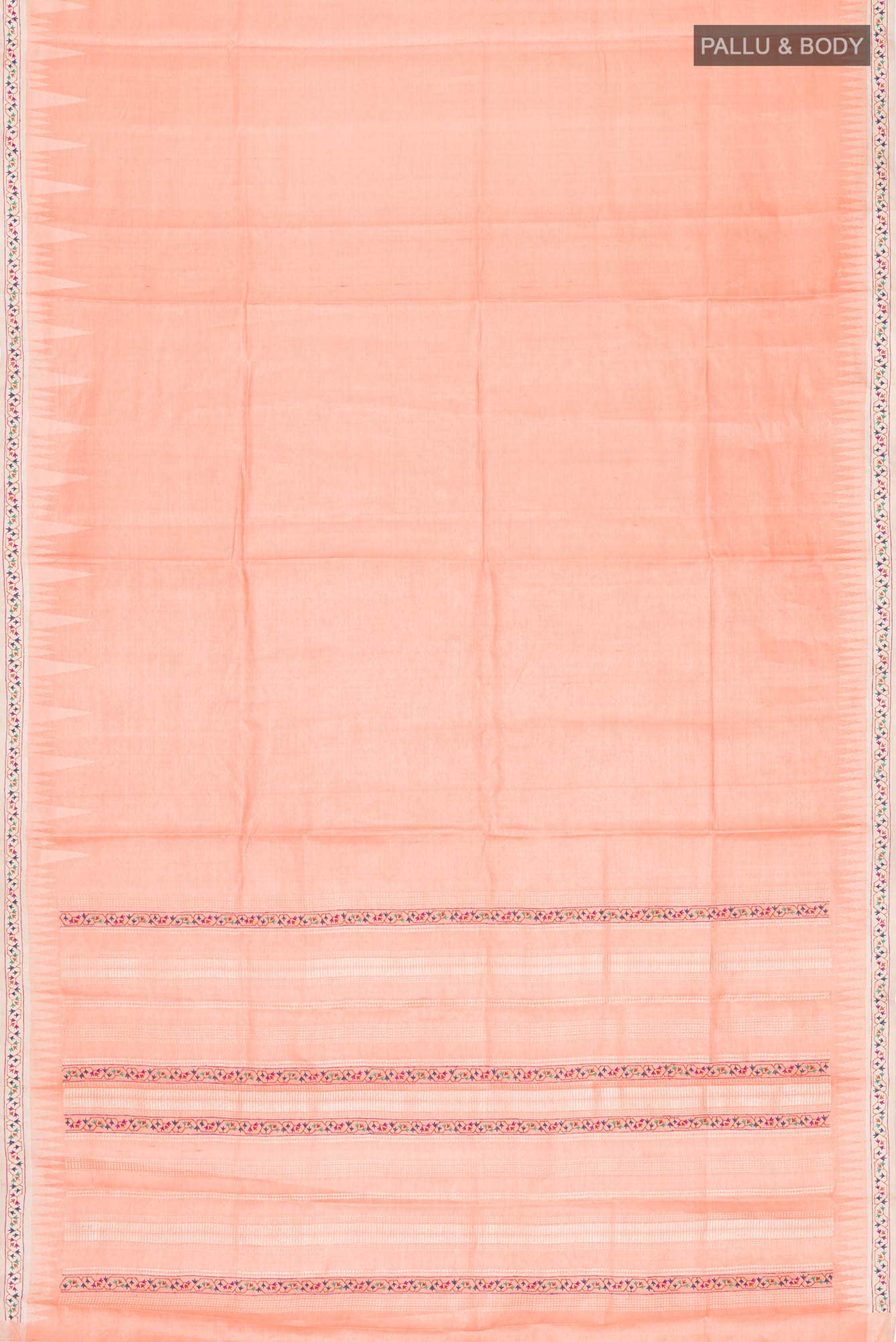 Orange Tussar Silk Saree - Image 4