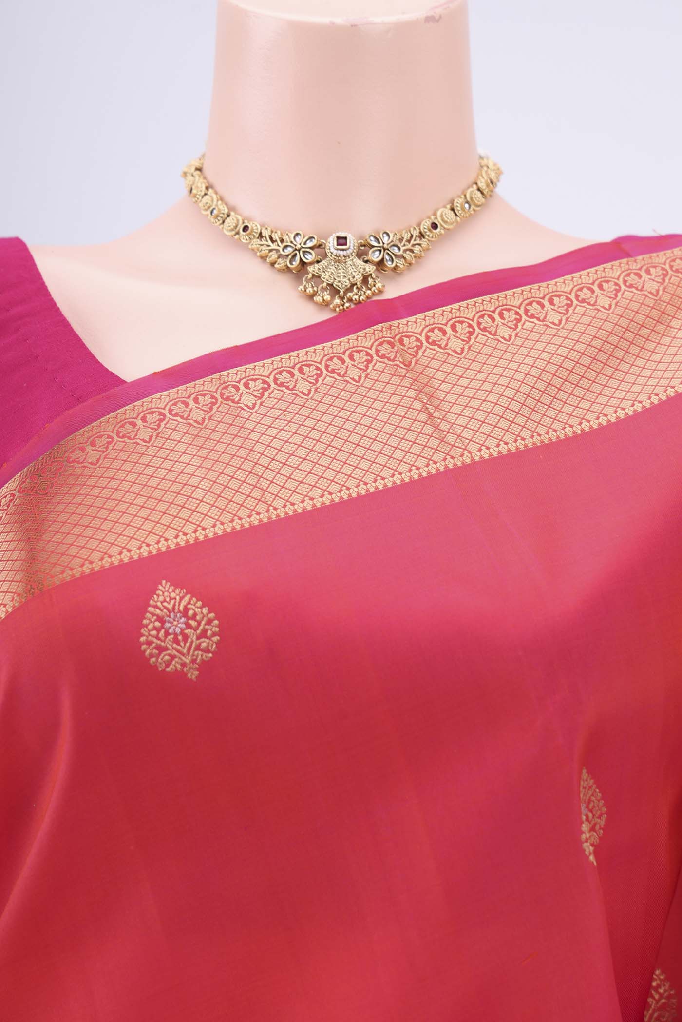 Orange with Pink Color Soft Silk Saree - Image 2