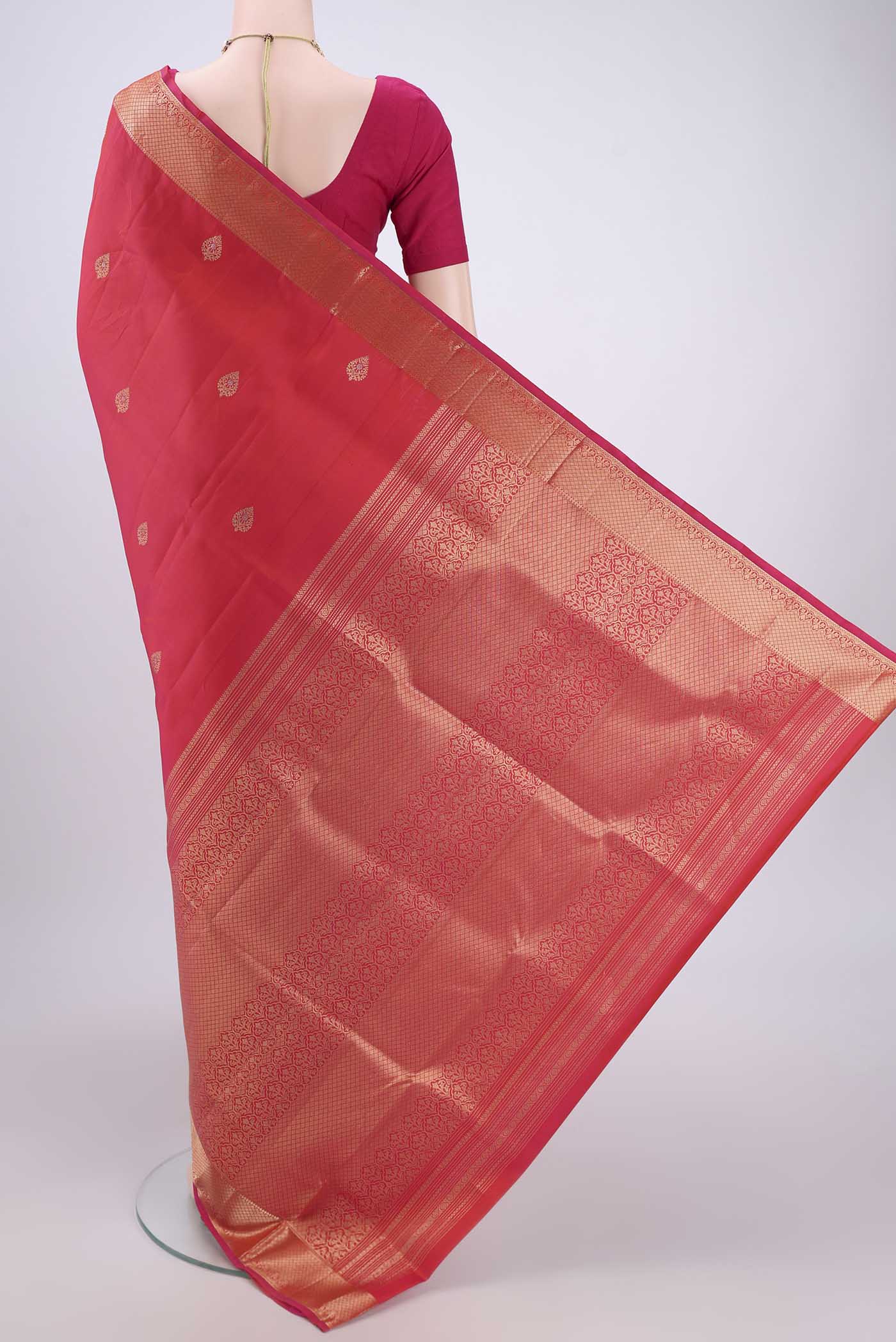 Orange with Pink Color Soft Silk Saree - Image 3