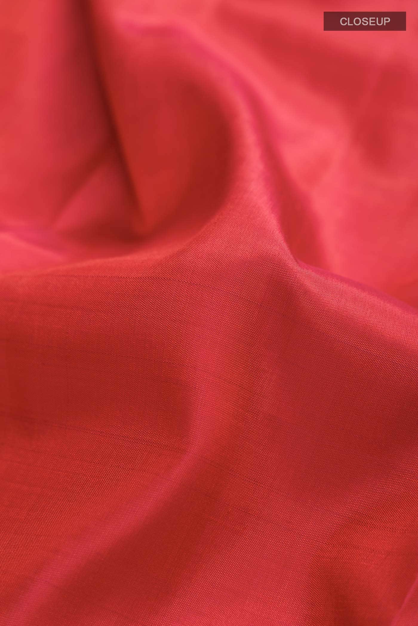 Orange with Pink Dual Tone Kanjivaram Silk Saree - Image 3