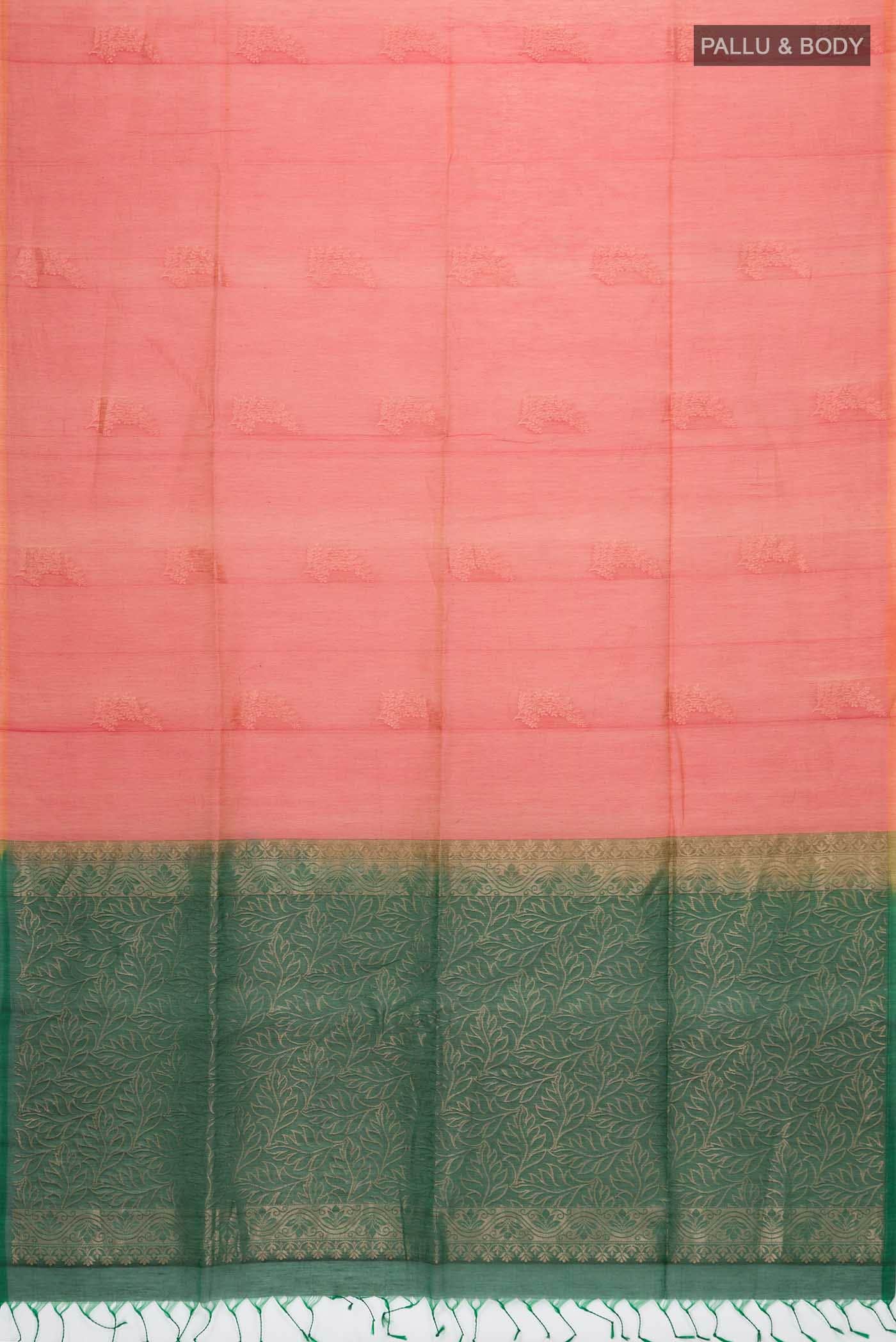 Orange with Pink Dual Tone Silk Cotton Saree - Image 2