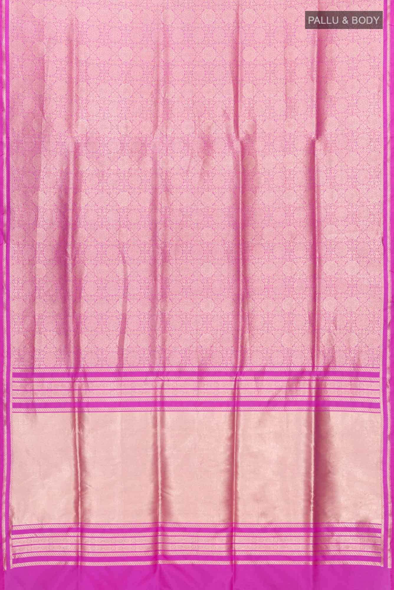 Ottoman Flowers-Pink Banarasi Silk Saree - Image 7