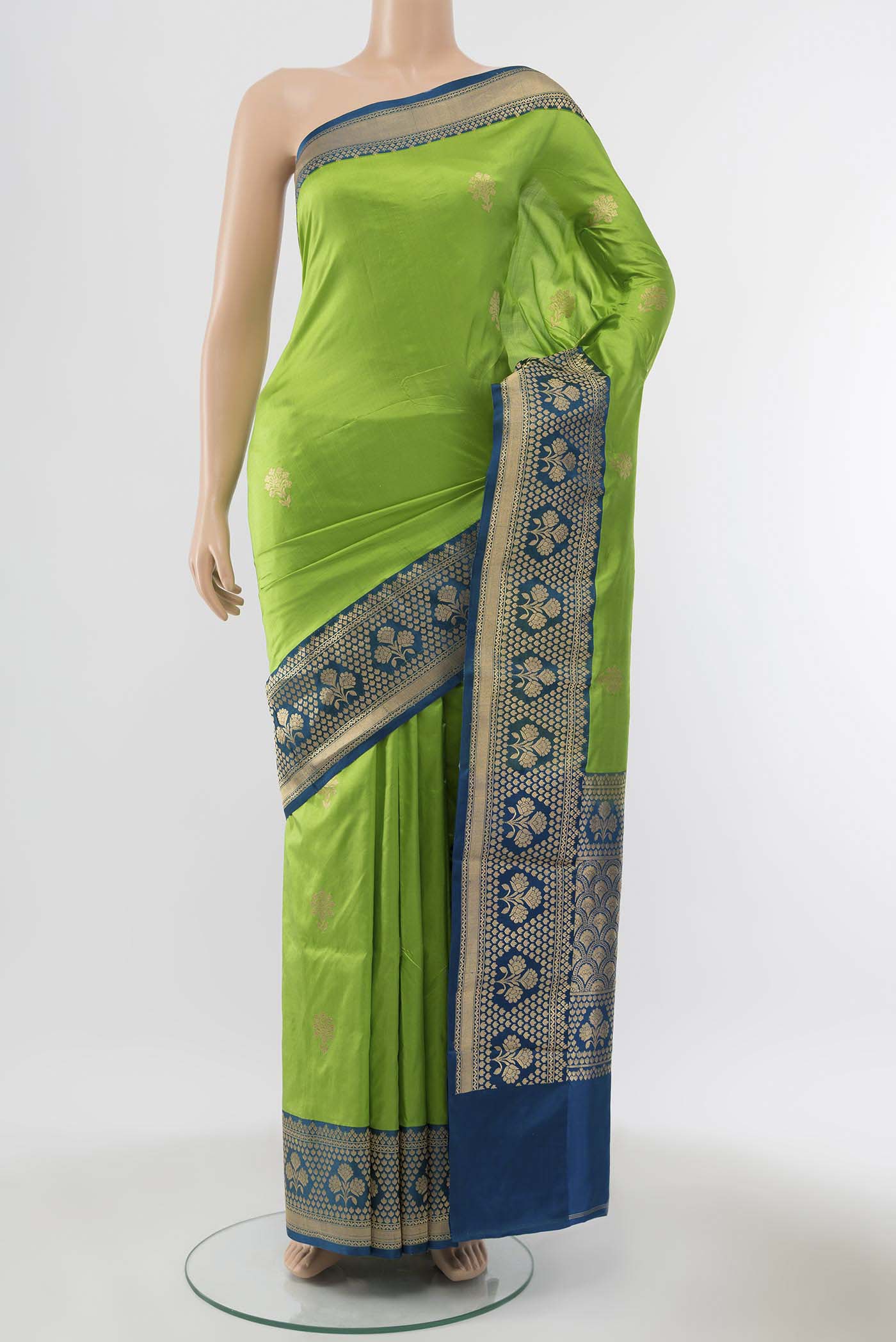 Parrot Green Banarasi Katan Silk Saree