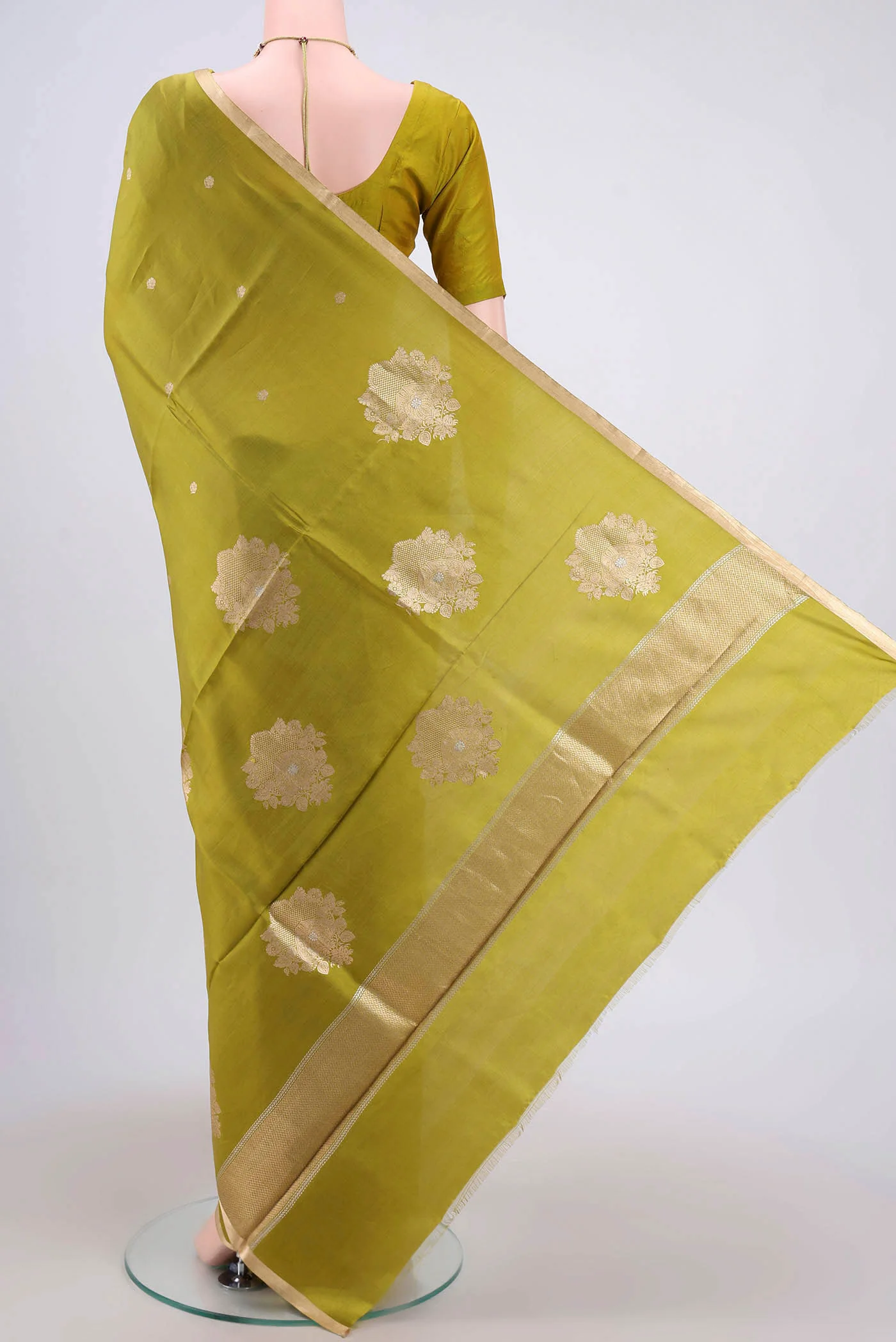 Green Banarasi Silk Saree - Image 3