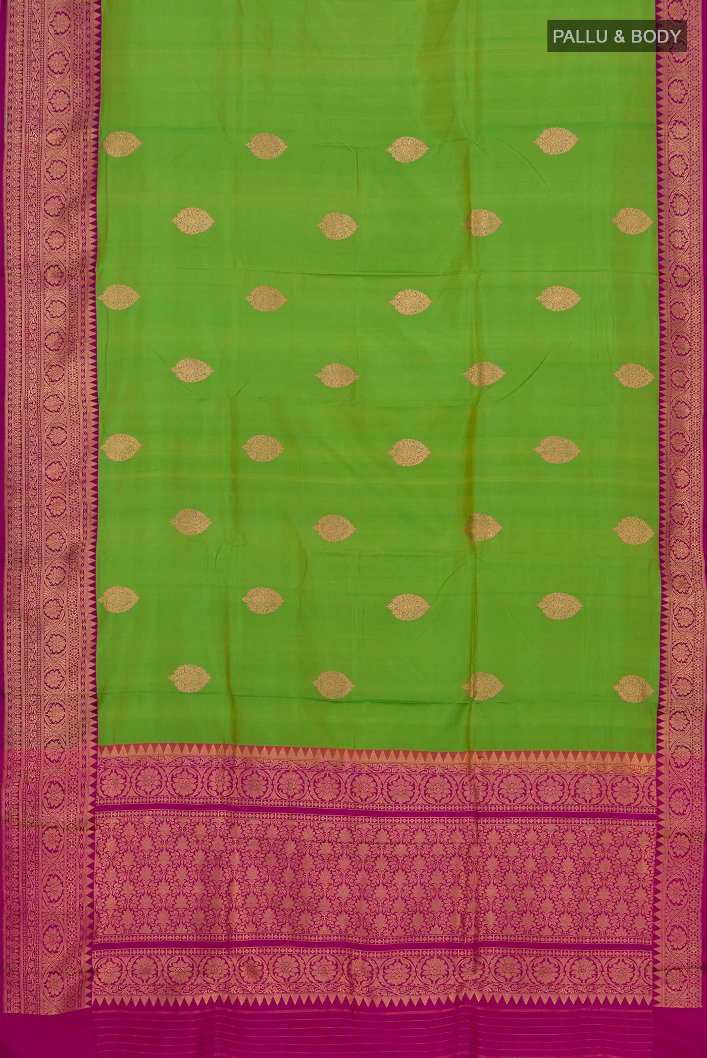 Parrot Green Banarasi Katan Silk Saree - Image 5