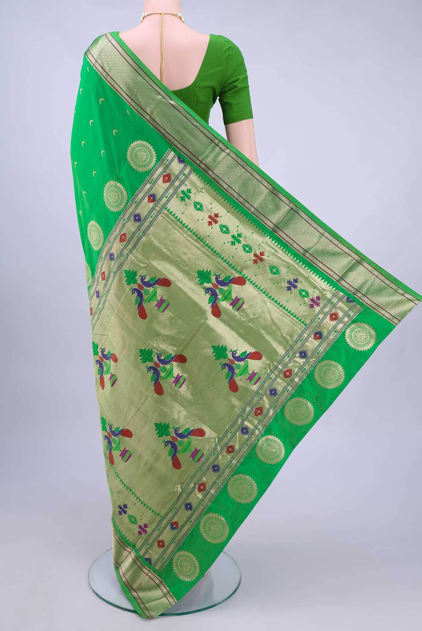 Parrot Green Bangalore Silk Saree - Image 2
