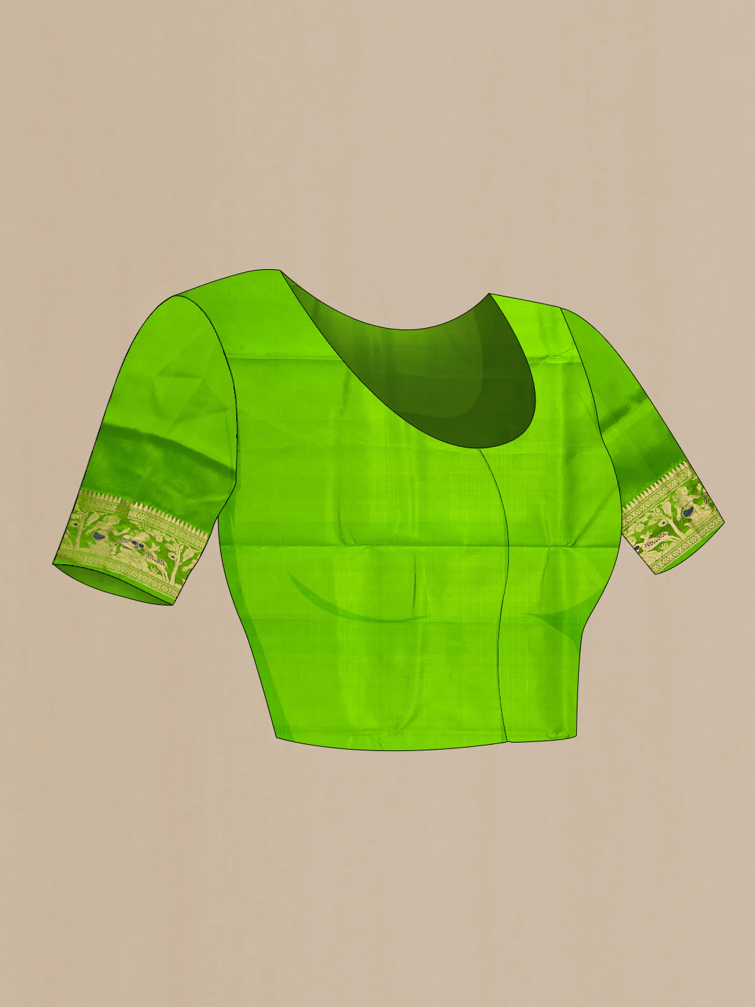Parrot Green Baluchari Silk Saree - Image 5