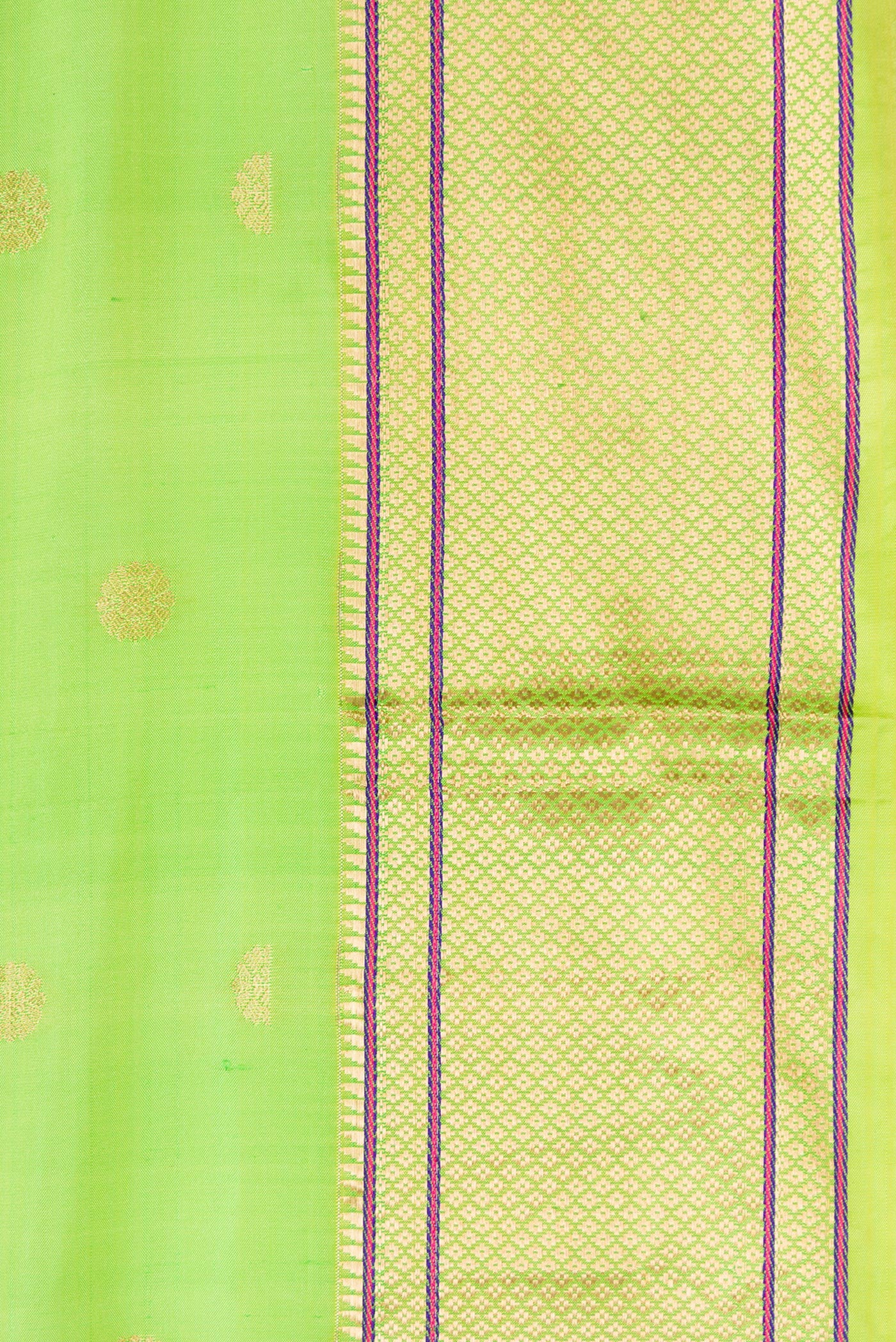 Parrot Green Blended Paithani Silk Saree - Image 3