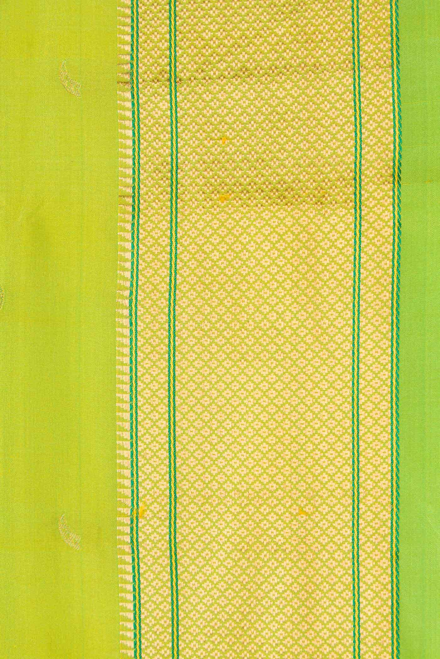 Parrot Green Dual Tone Blended Paithani Silk Saree - Image 3