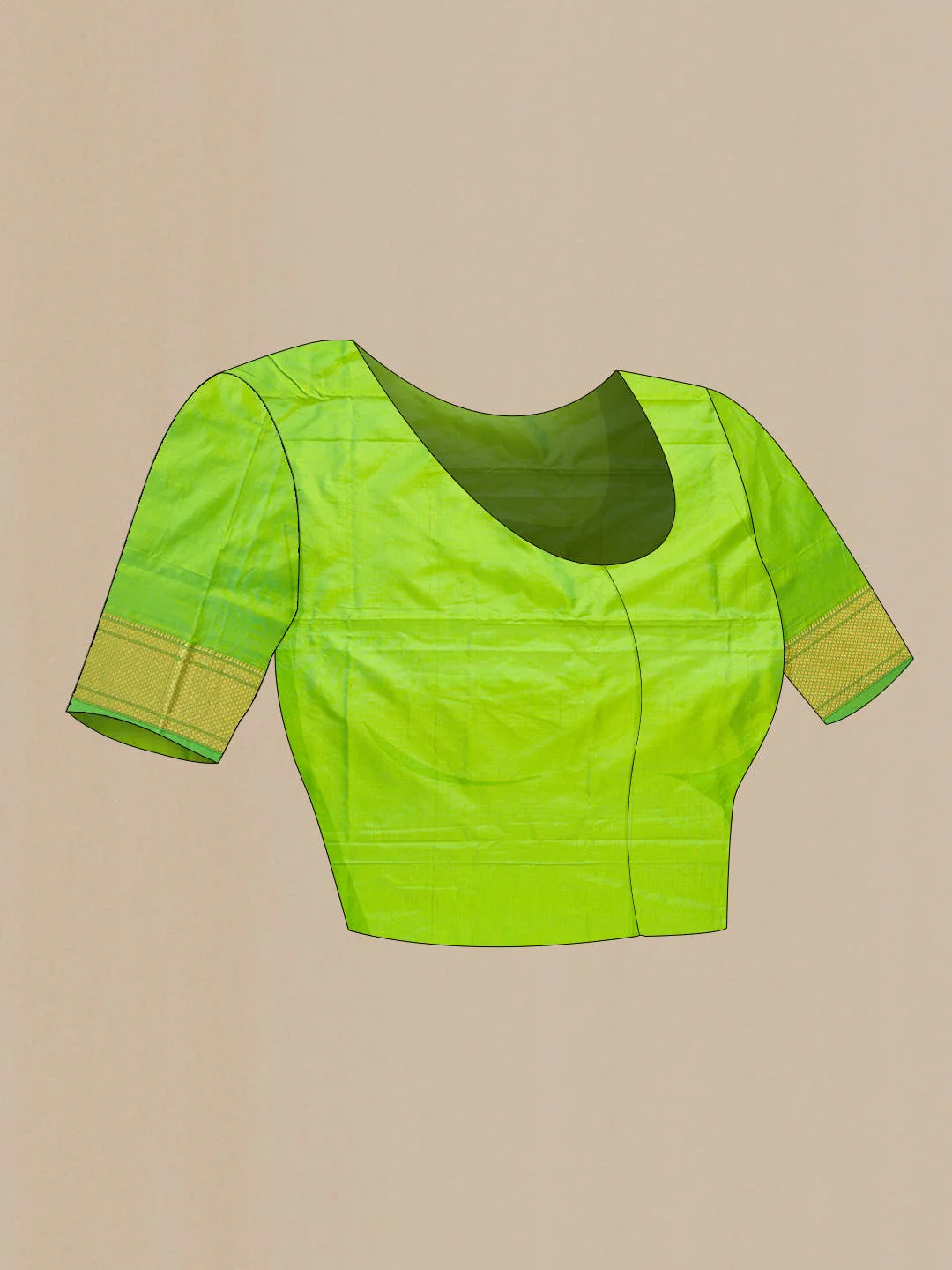 Parrot Green Dual Tone Blended Paithani Silk Saree - Image 4