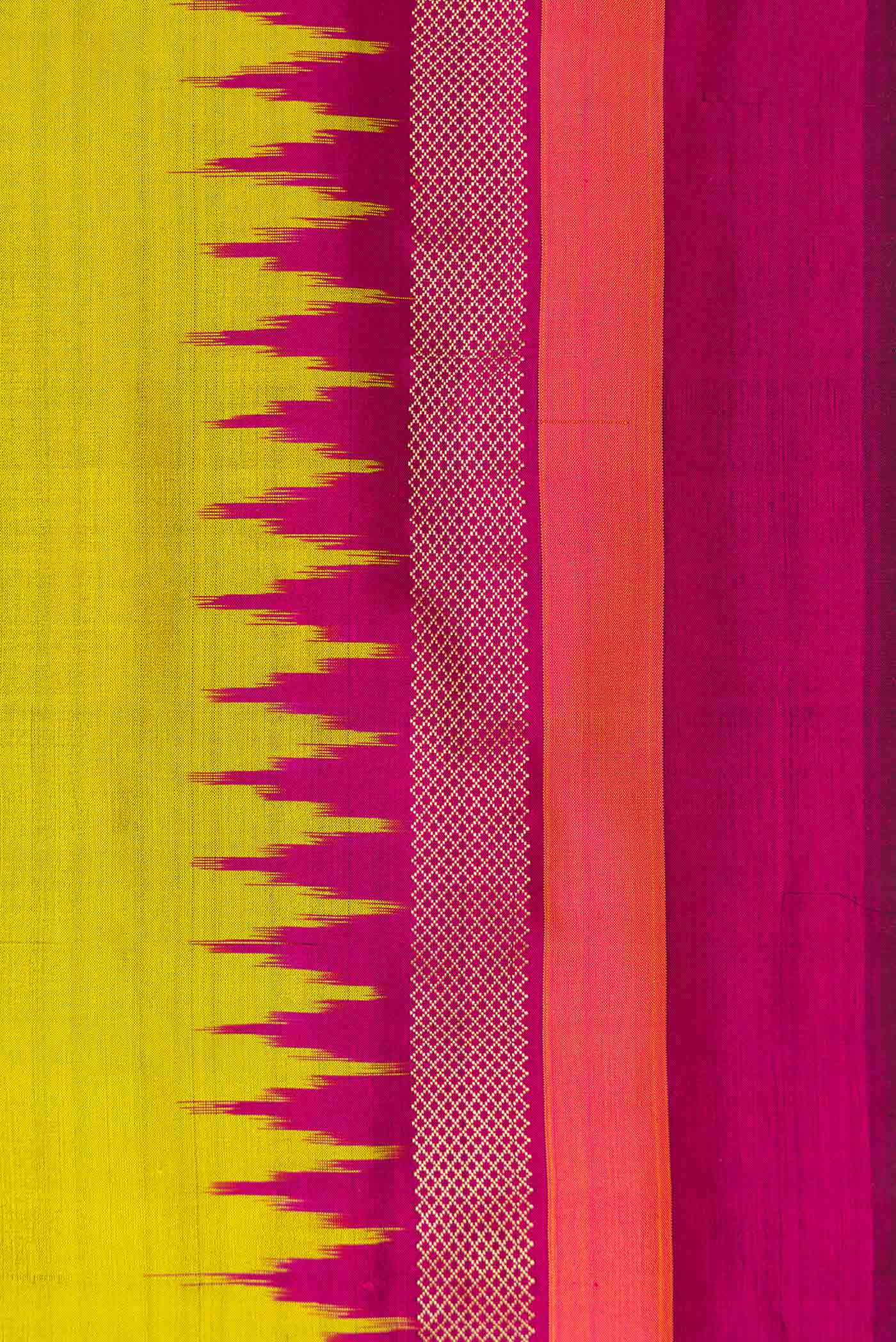 Parrot Green Pochampally Silk Saree - Image 3