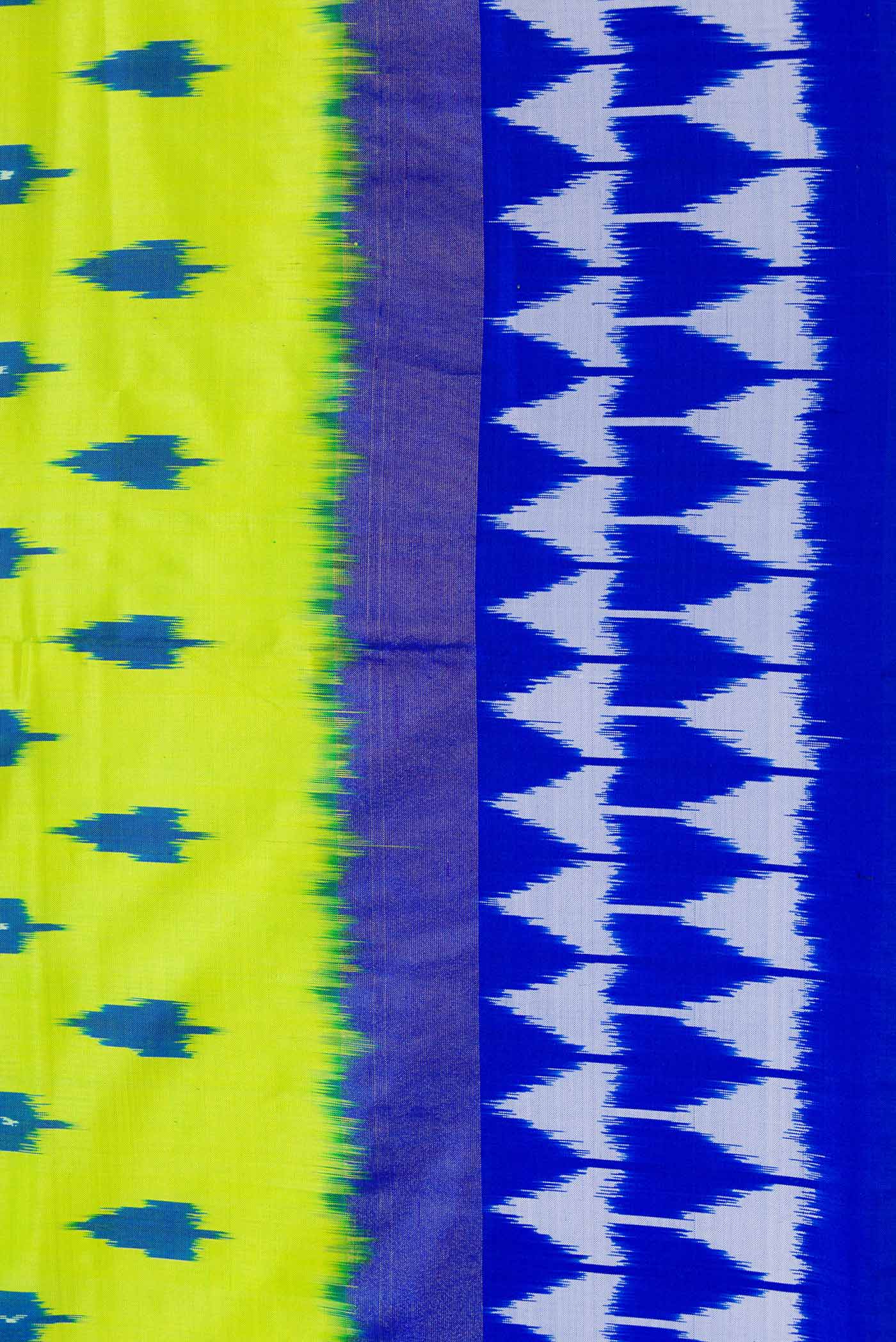 Parrot Green Pochampally Silk Saree - Image 3