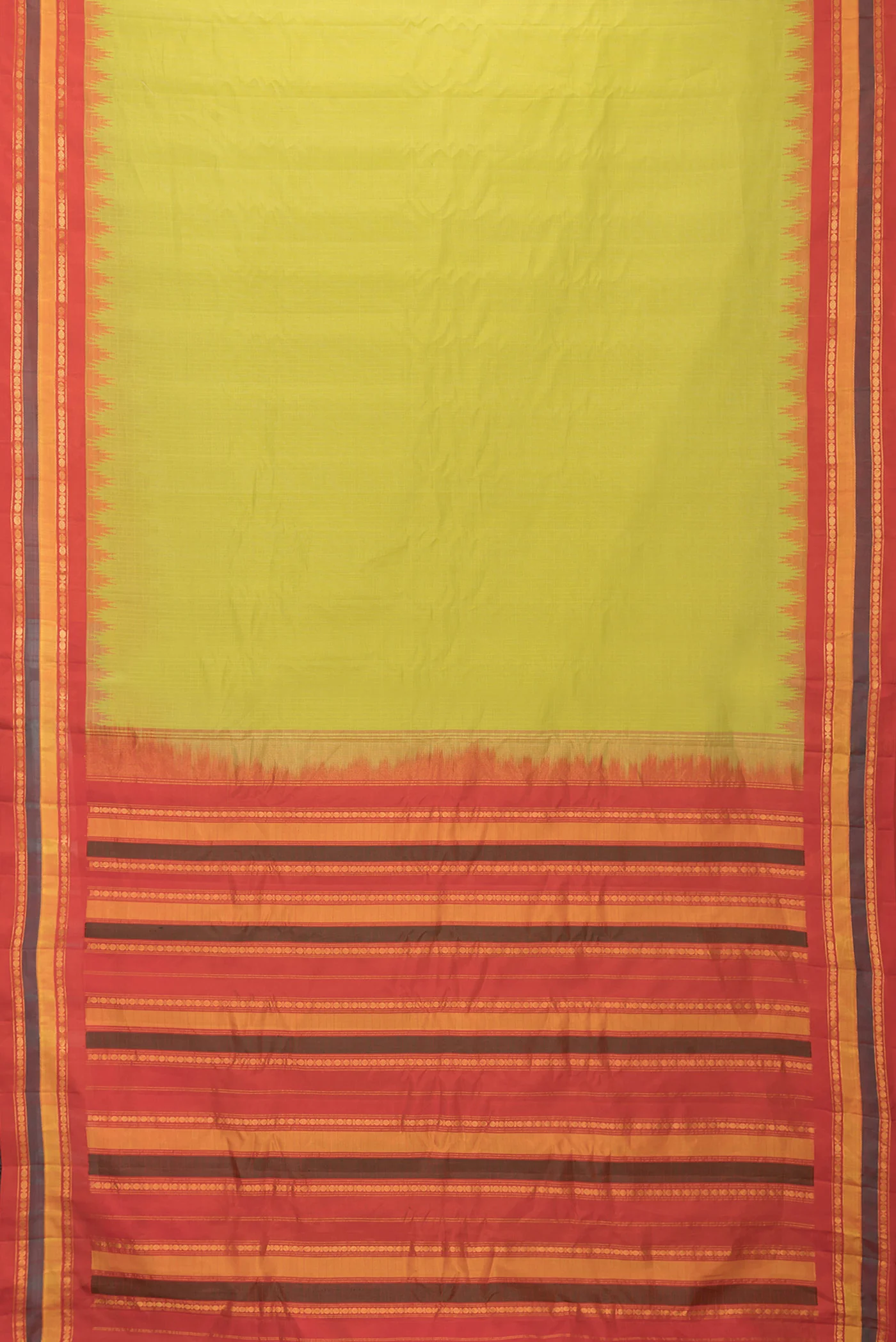 Parrot Green Gadwal Silk Cotton Saree - Image 6