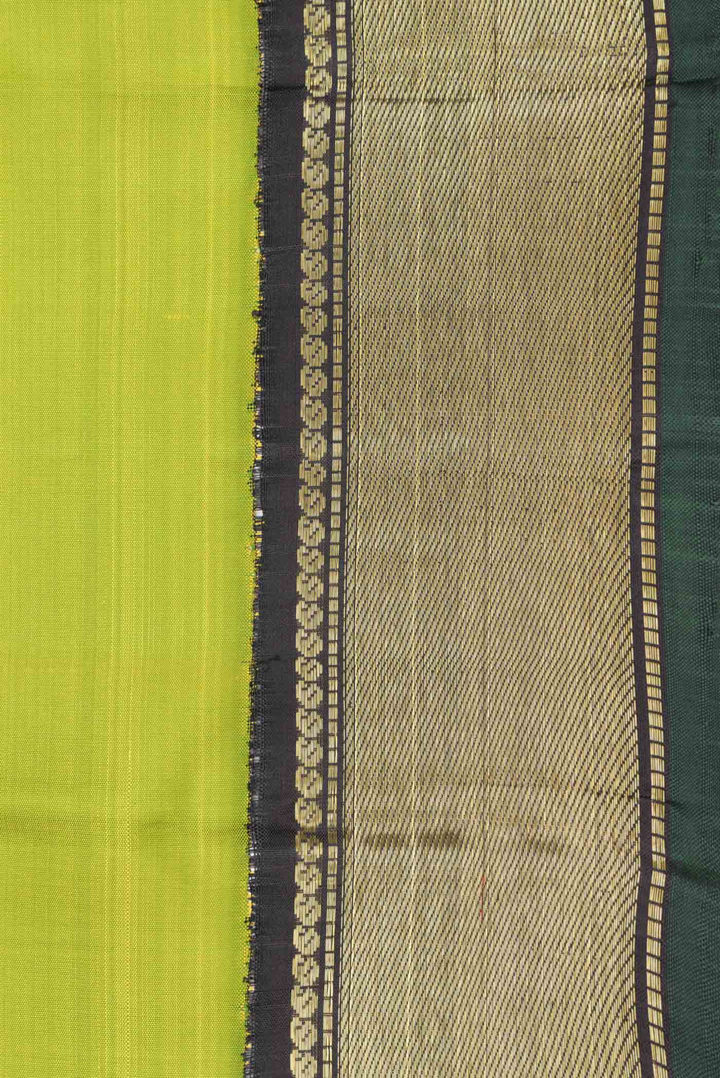 Parrot Green Dual Tone Kanjivaram Saree - Image 3