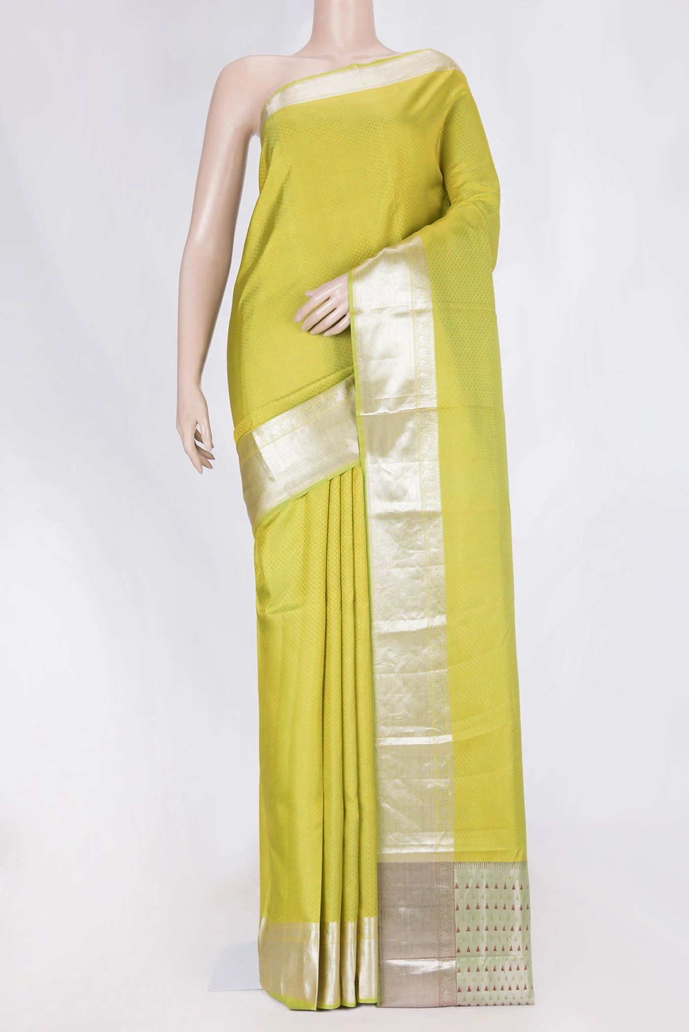 Parrot Green Dual Tone Kanchipuram Saree