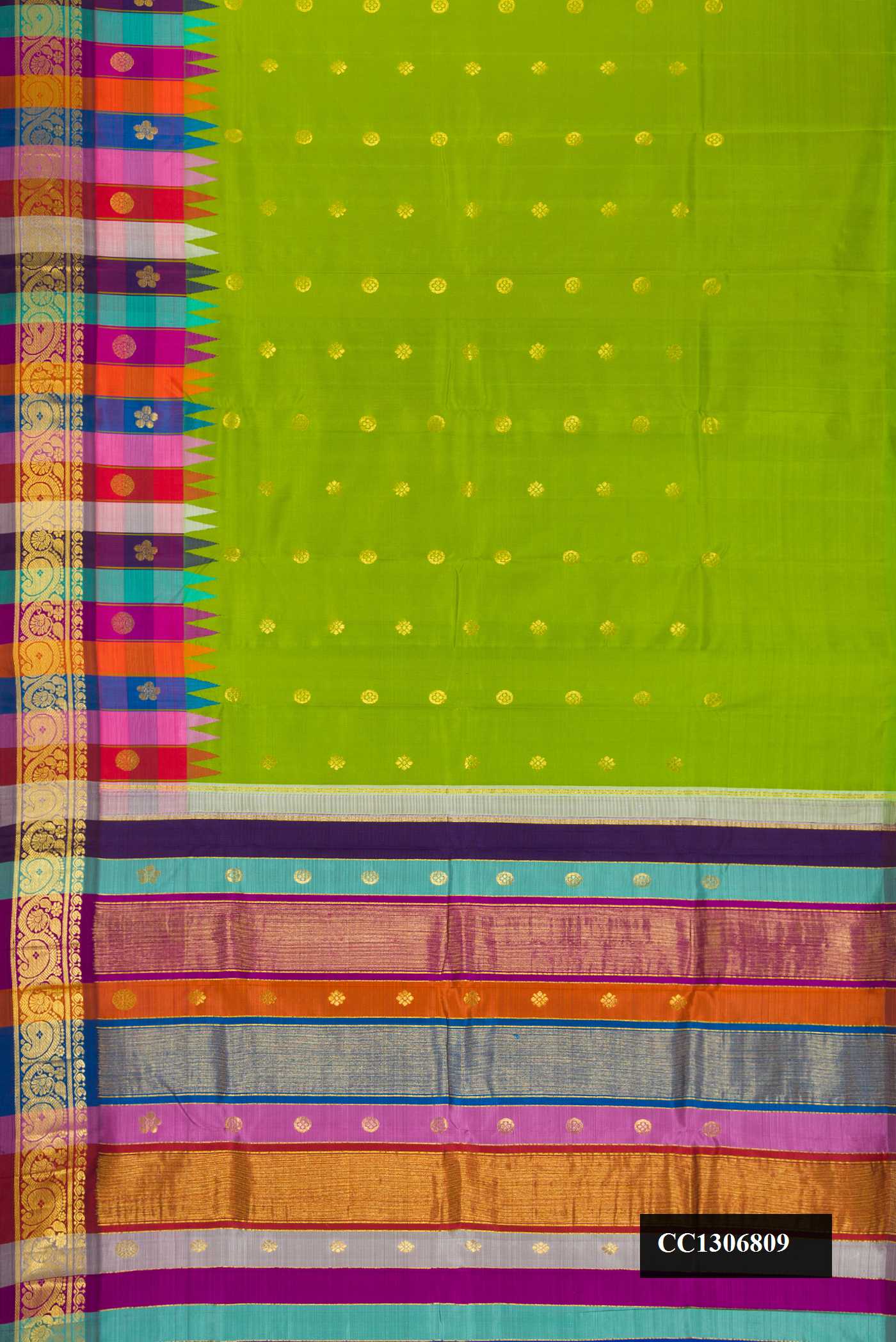 Parrot Green Dual Tone Kanchipuram Silk Saree