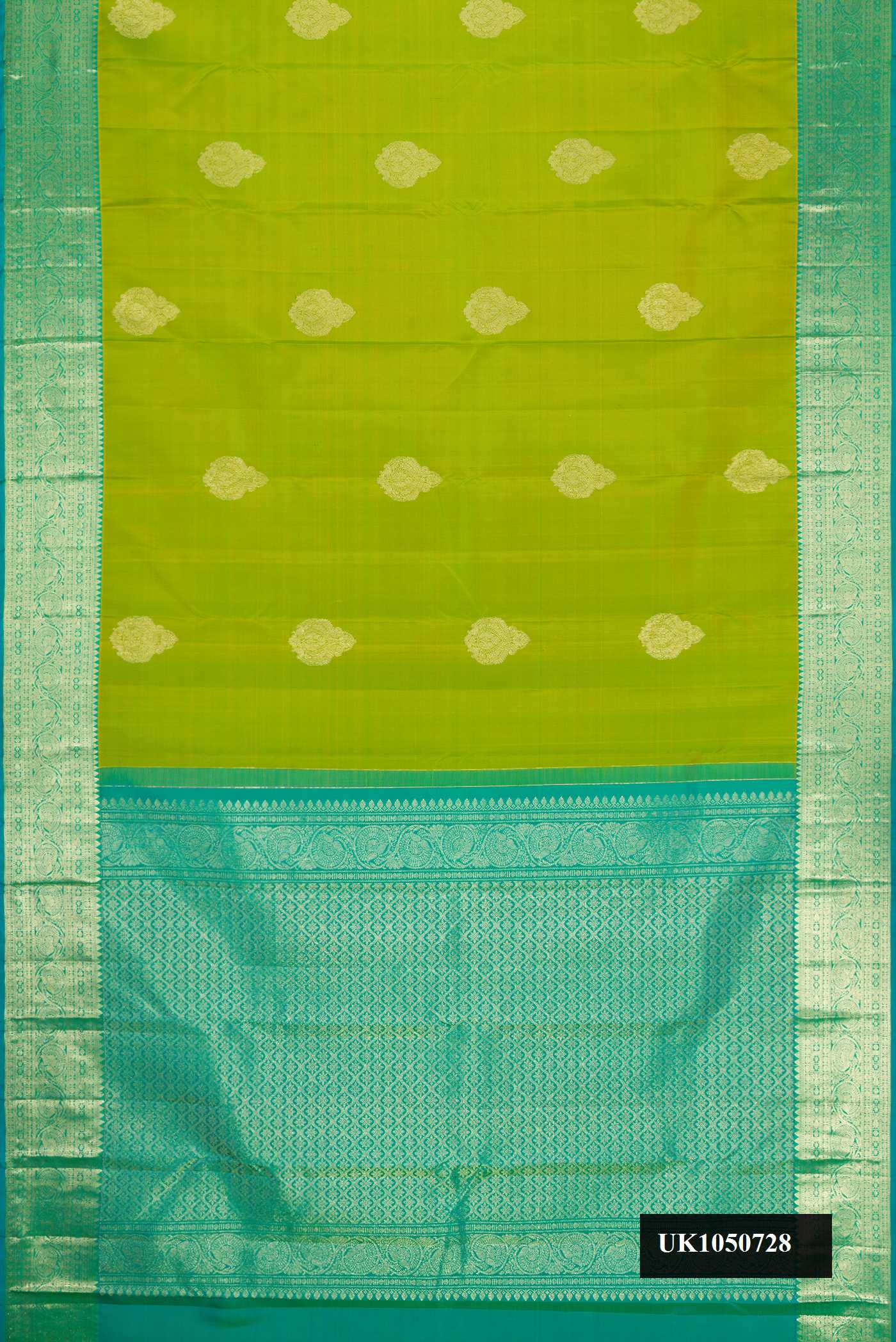Parrot Green Dual Tone Kanchipuram Silk Saree