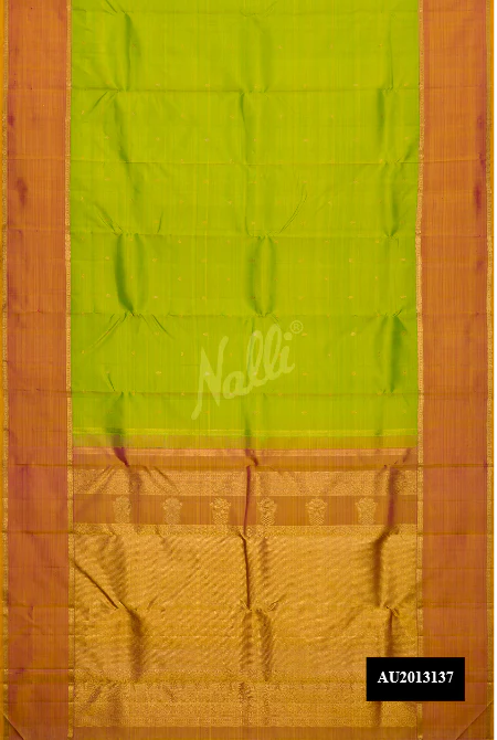Parrot Green Dual Tone Kanchipuram Silk Saree