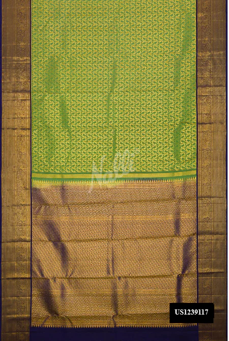 Parrot Green Dual Tone Kanchipuram Silk Saree