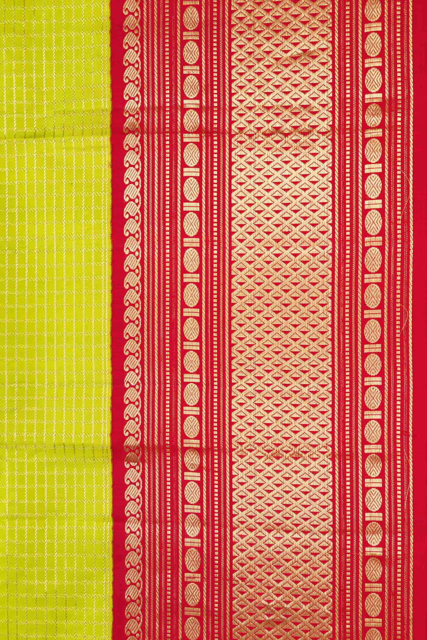 Parrot Green Dual Tone Kanjivaram Silk Saree - Image 3