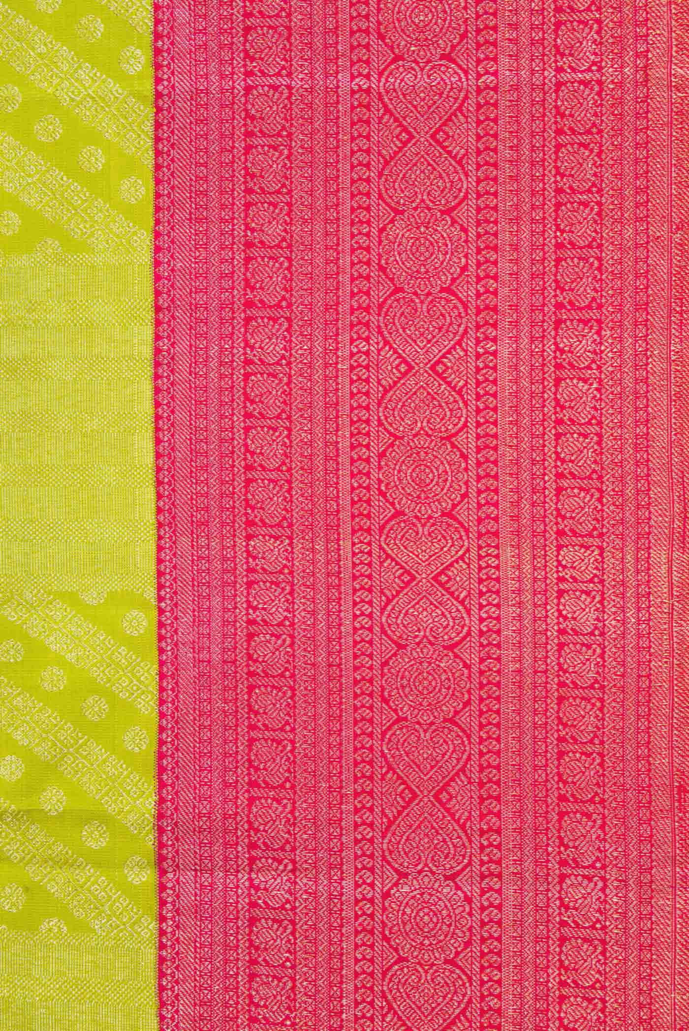 Parrot Green Dual Tone Kanchipuram Silk Saree - Image 3