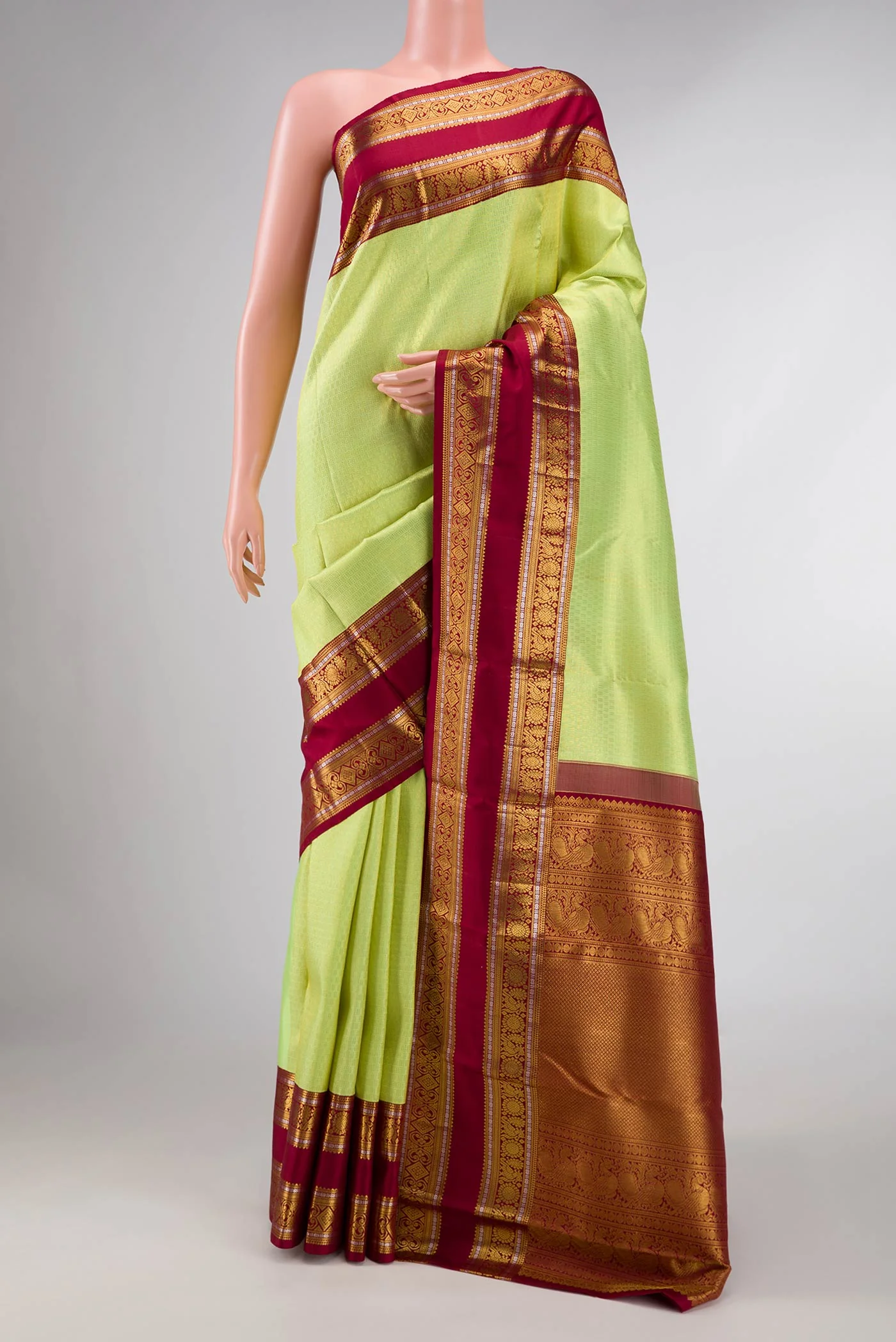 Lemon Yellow Kanchipuram Silk Saree