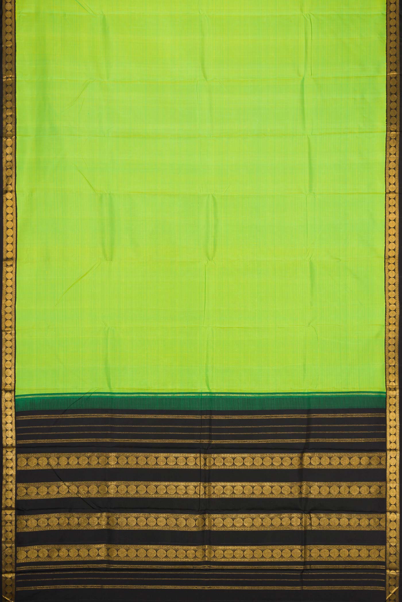 Parrot Green Dual Tone Kanjivaram Silk Saree - Image 6