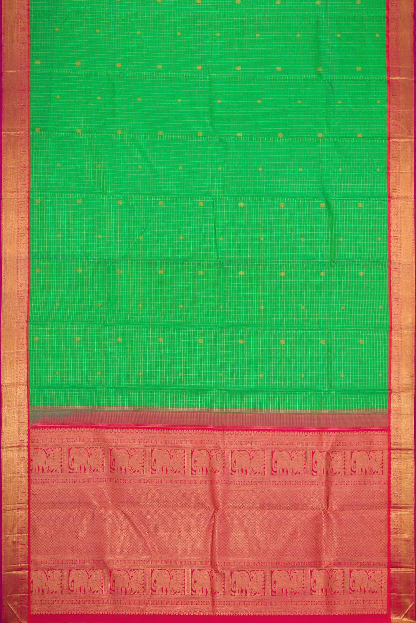 Parrot Green Dual Tone Kanchipuram Silk Saree - Image 6