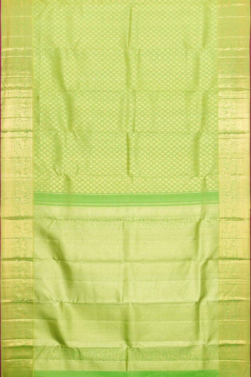Parrot Green Dual Tone Kanchipuram Silk Saree - Image 4