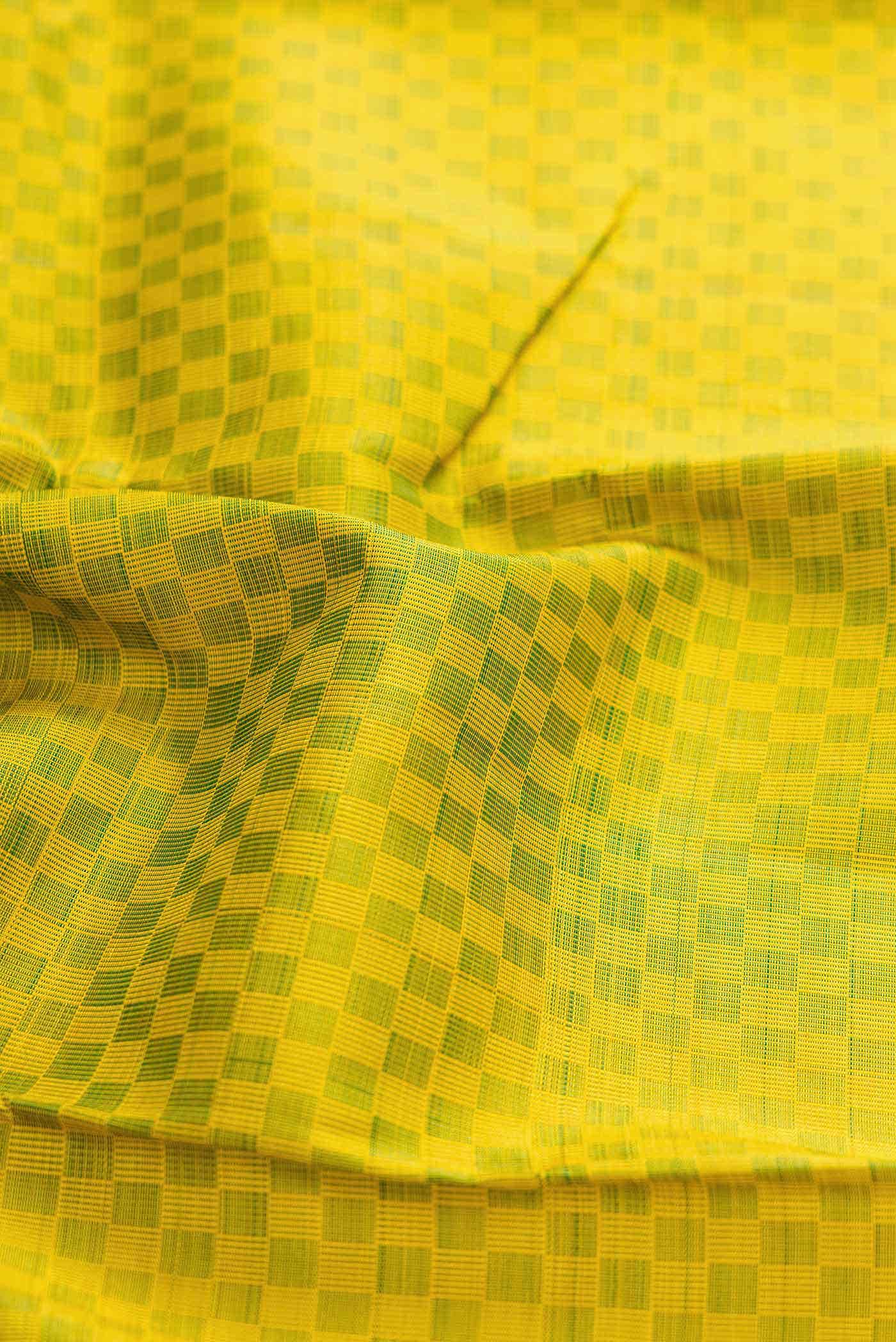 Pure Silk Pure Zari Parrot Green Dual Tone Kanjivaram Saree - Image 3