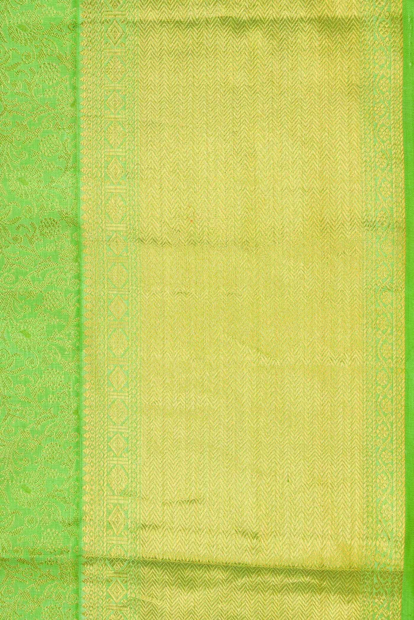 Parrot Green Dual Tone Kanchipuram Silk Saree - Image 6