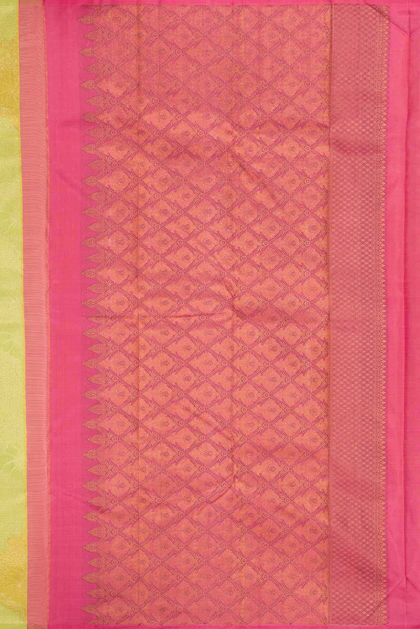 Parrot Green Dual Tone Kanjivaram Silk Saree - Image 5