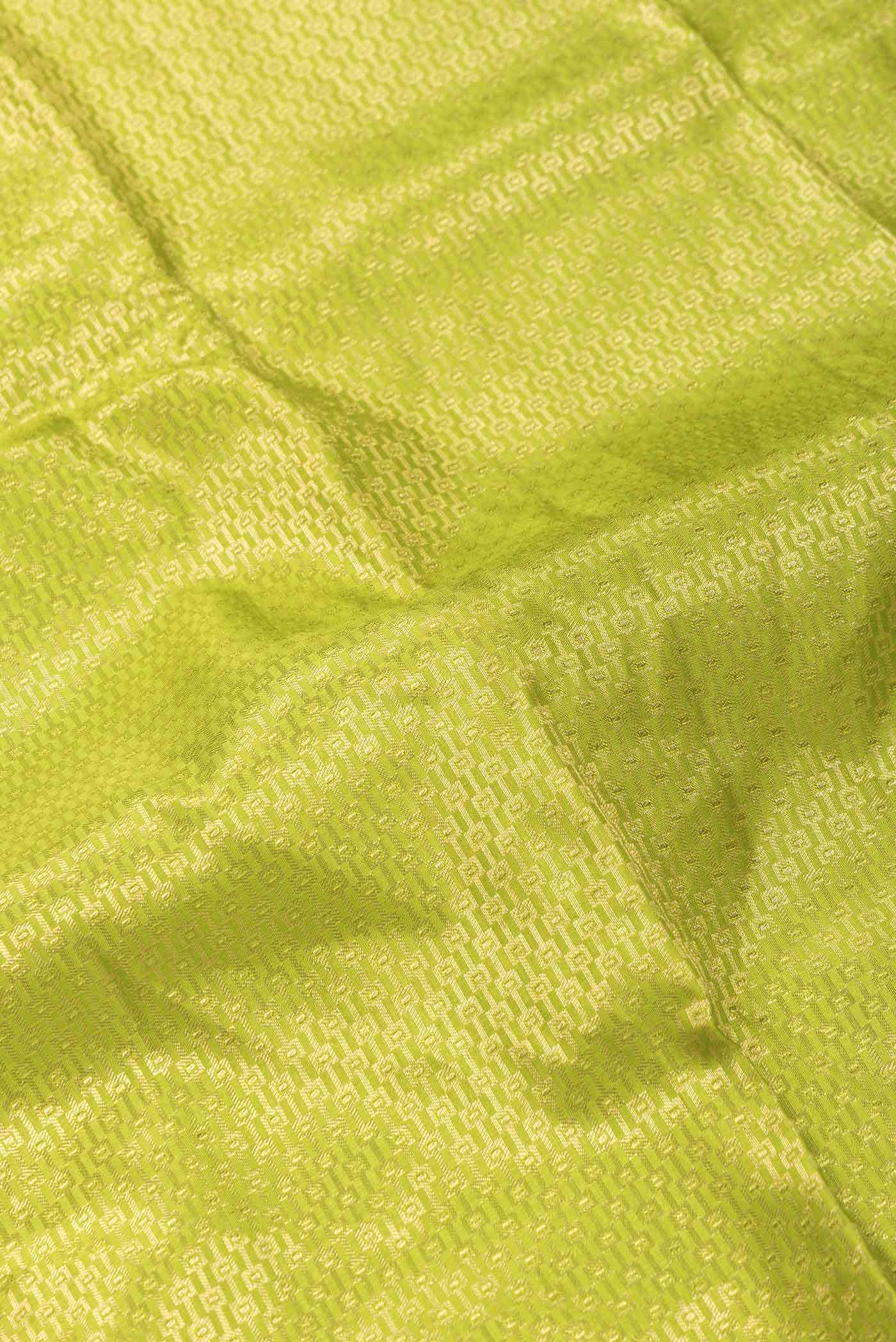 Parrot Green Dual Tone Kanchipuram Silk Saree - Image 3