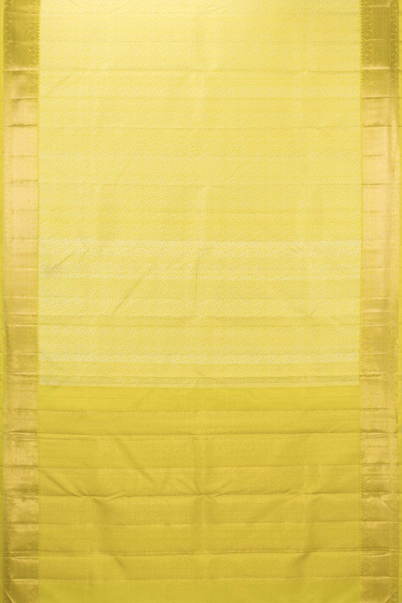 Pure Silk Pure Zari Parrot Green Dual Tone Kanchipuram Saree - Image 4
