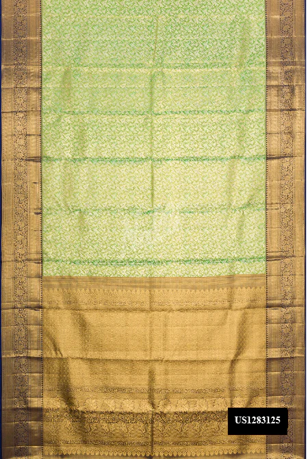 Parrot Green Dual Tone Kanchipuram Tissue Silk Saree