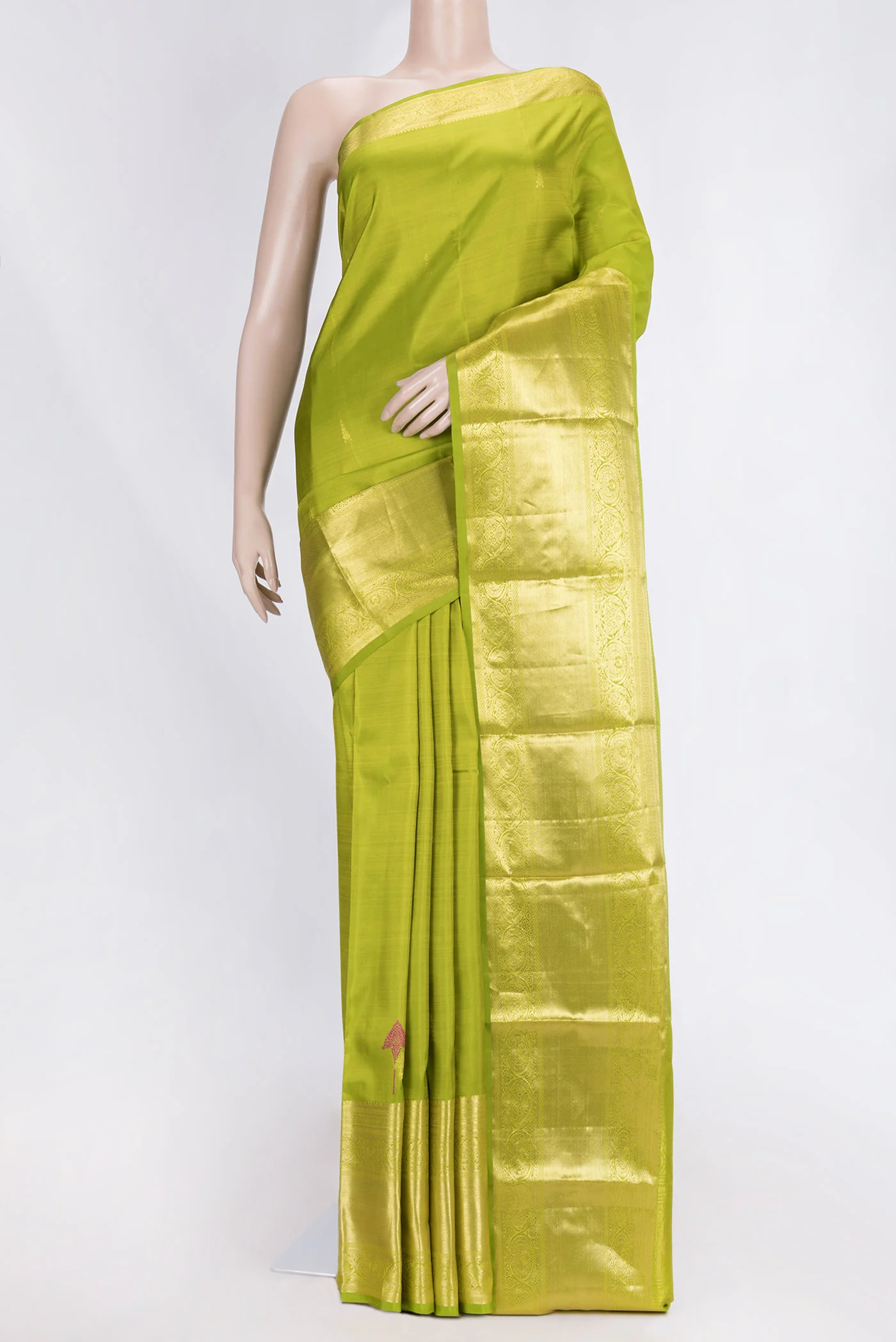 Parrot Green Dual Tone Kanjivaram Saree
