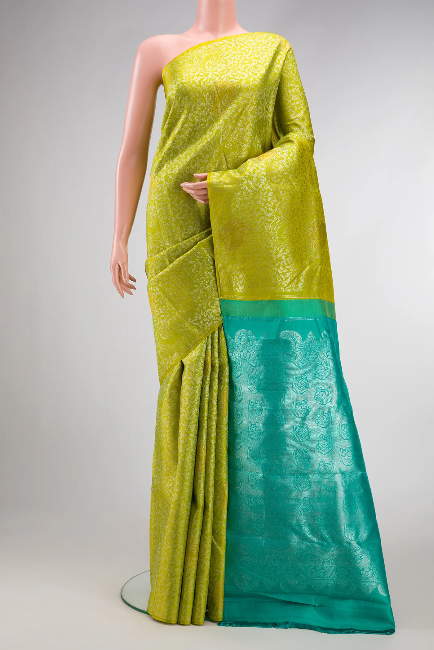 Parrot Green Kanjivaram Silk Saree