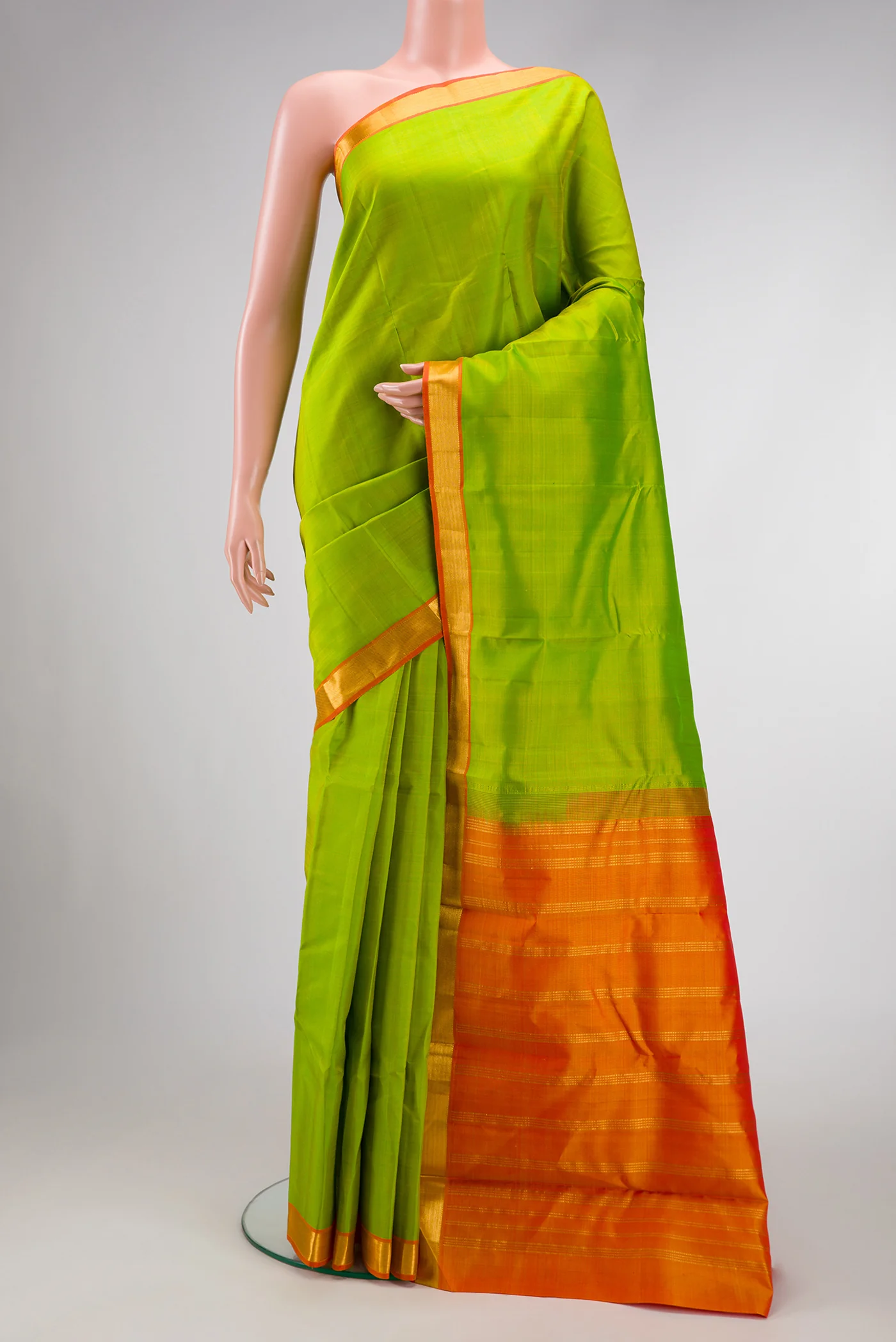 Parrot Green Kanjivaram Silk Saree