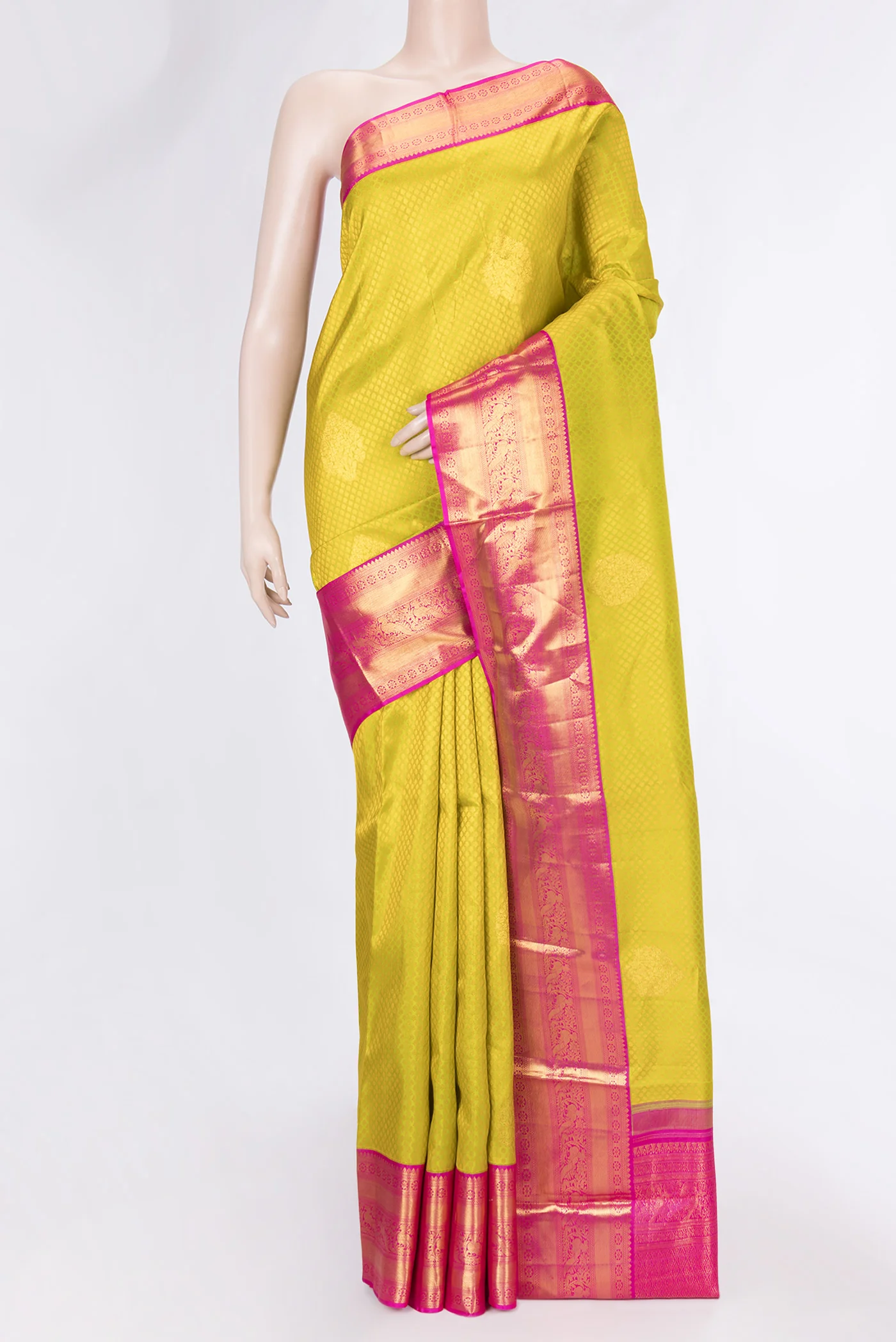 Parrot Green Kanjivaram Silk Saree