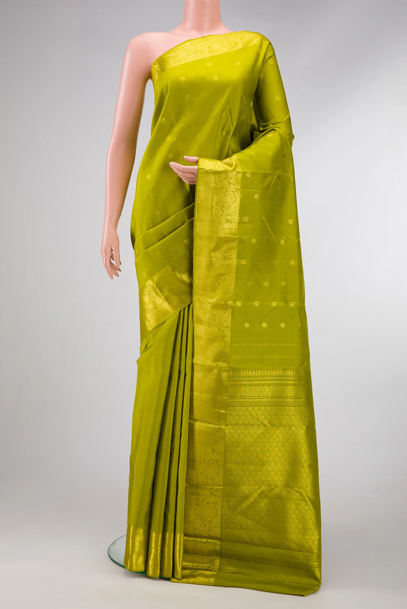 Parrot Green Kanjivaram Silk Saree