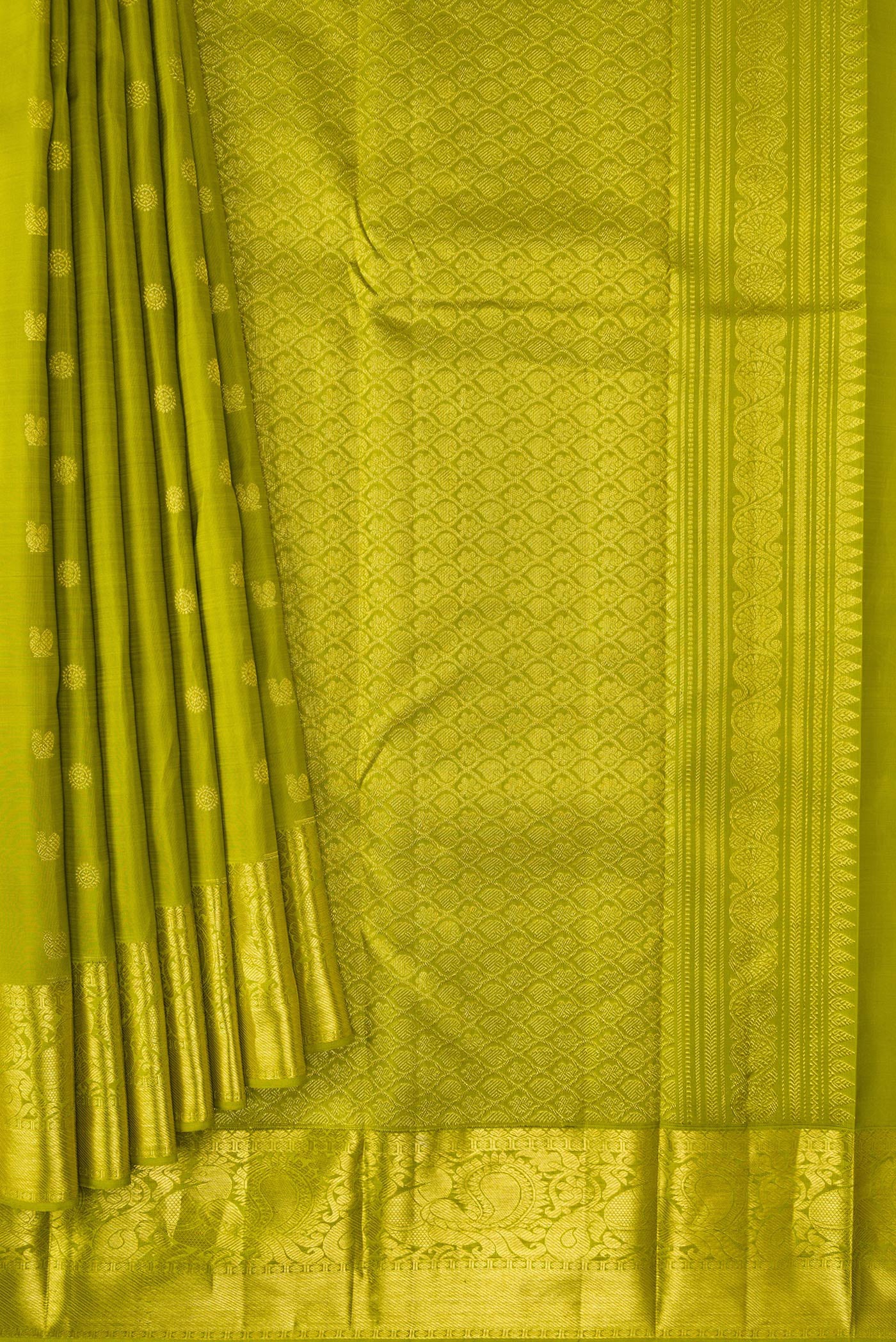 Parrot Green Kanjivaram Silk Saree - Image 4