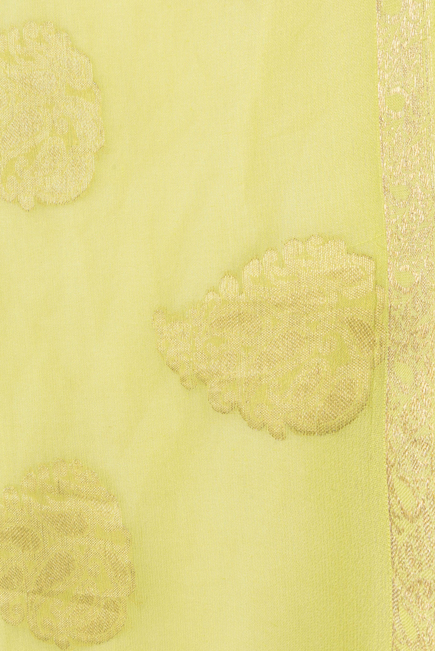 Lemon Yellow Mysore Georgette Saree - Image 3