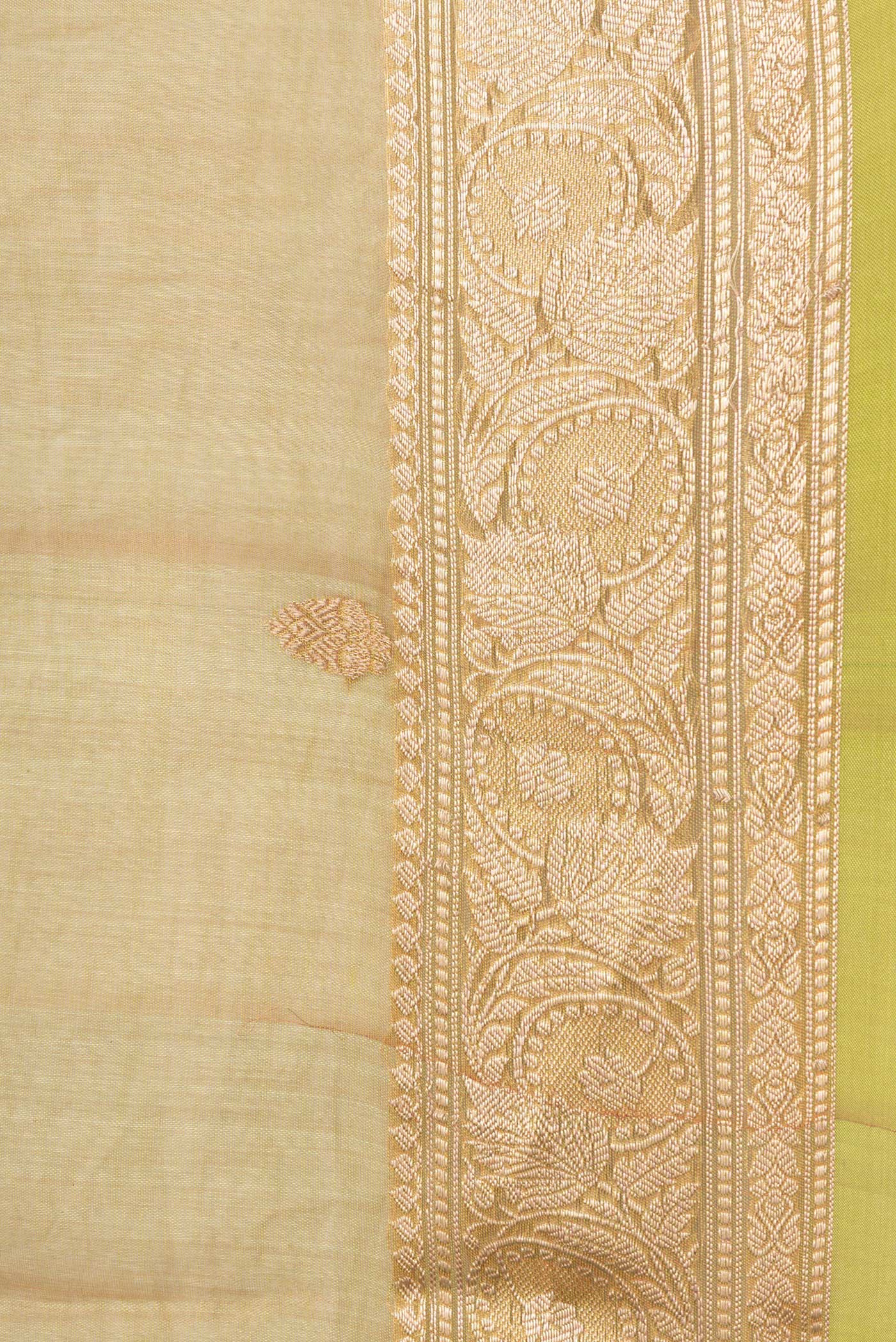 Green with Orange Color Organza Silk Saree - Image 3