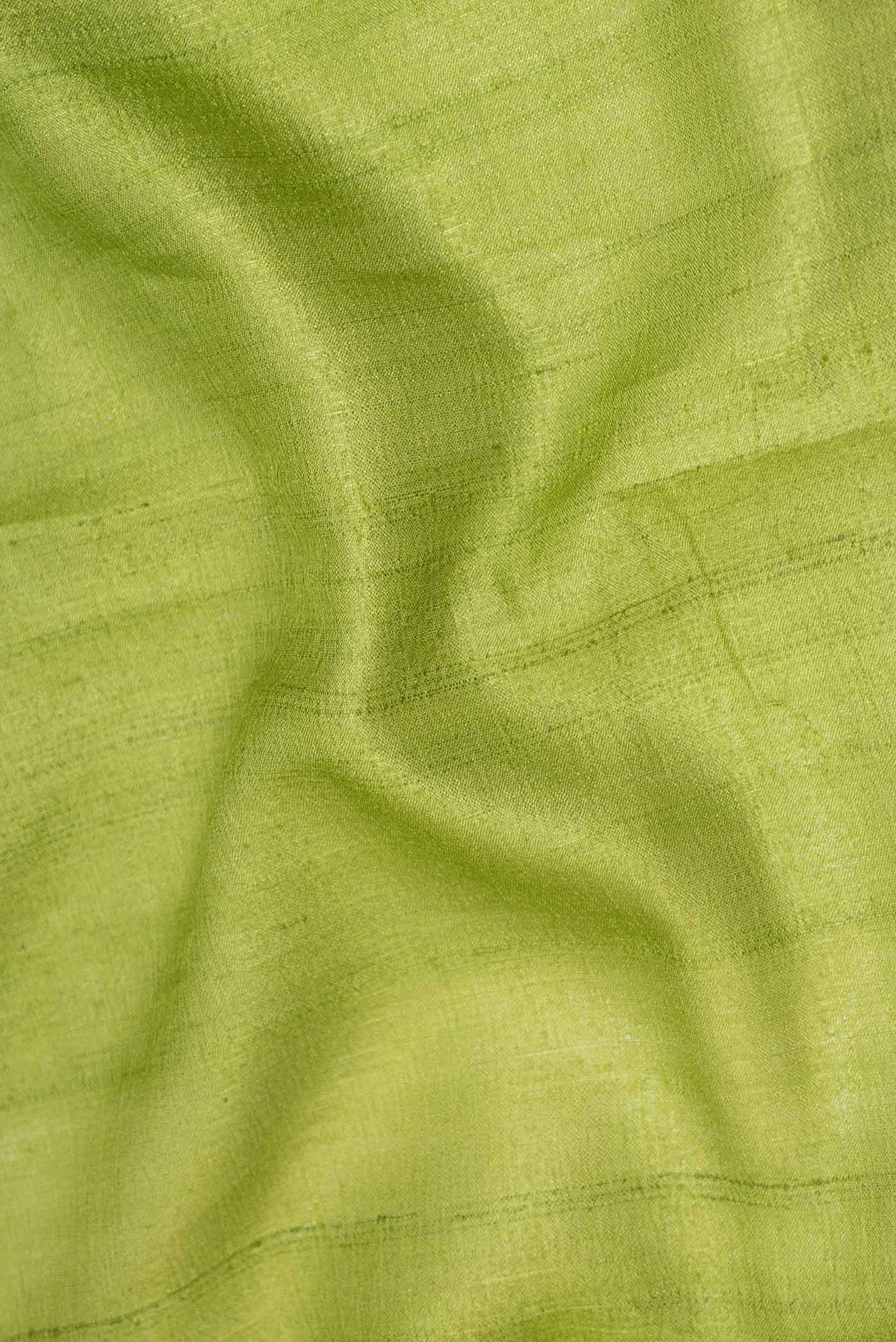 Parrot Green Dual Tone Tussar Saree - Image 2