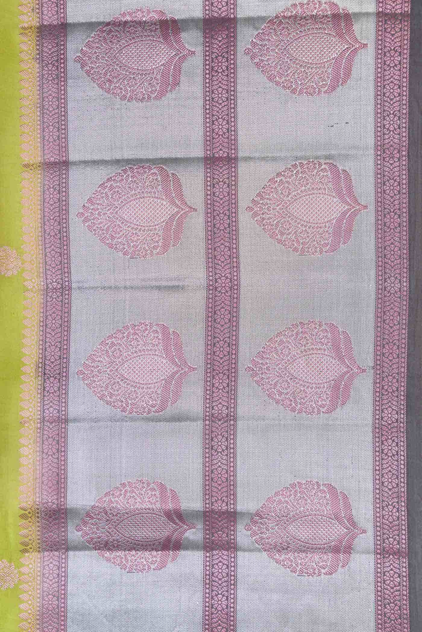 Parrot Green Banarasi Raw Silk Saree - Image 3