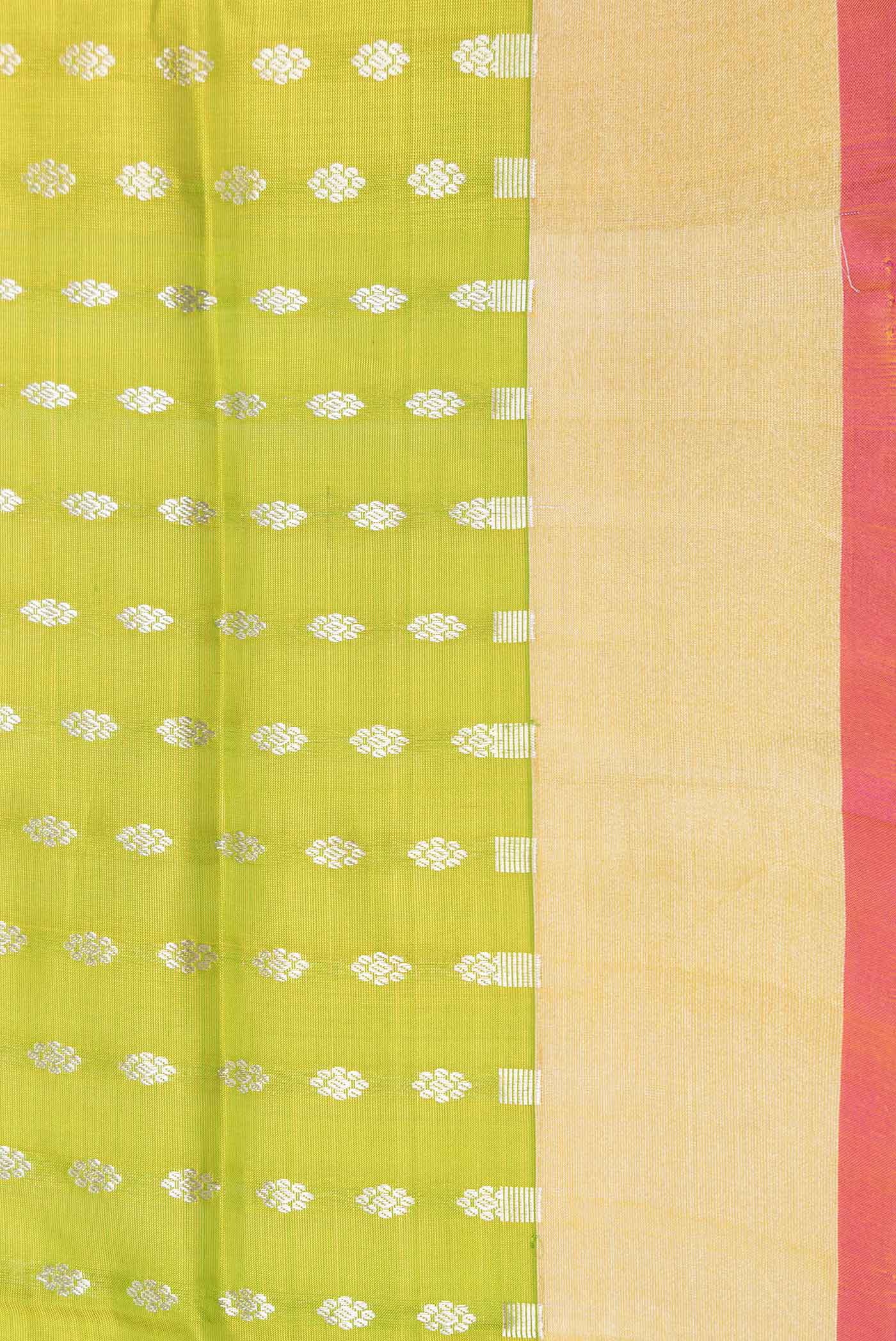 Parrot Green Dual Tone Uppada Silk Saree - Image 3