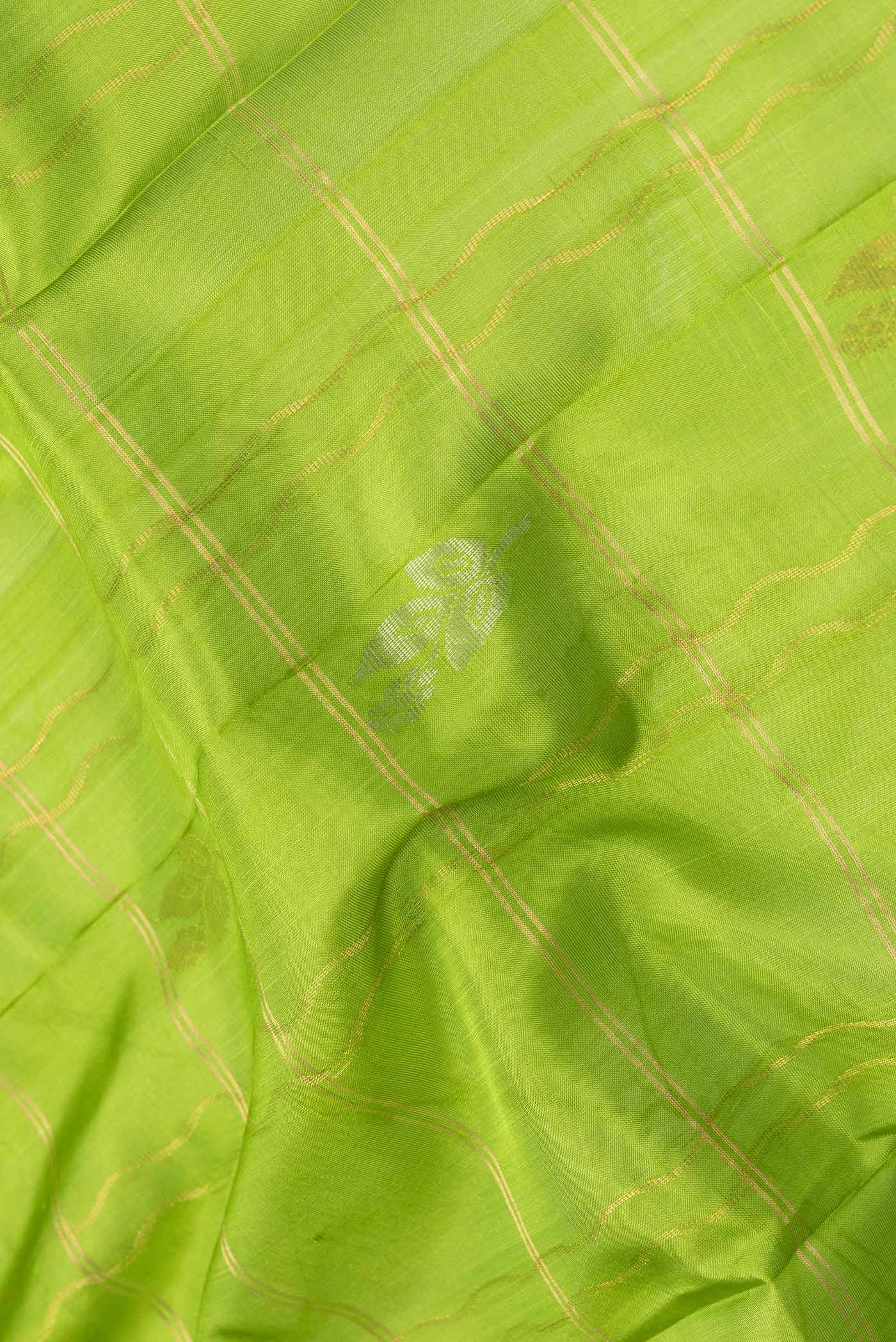 Parrot Green Uppada Silk Saree - Image 2