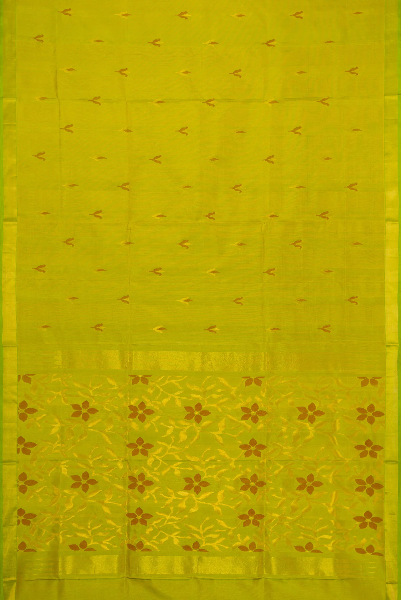 Parrot Green Uppada Silk Saree - Image 6